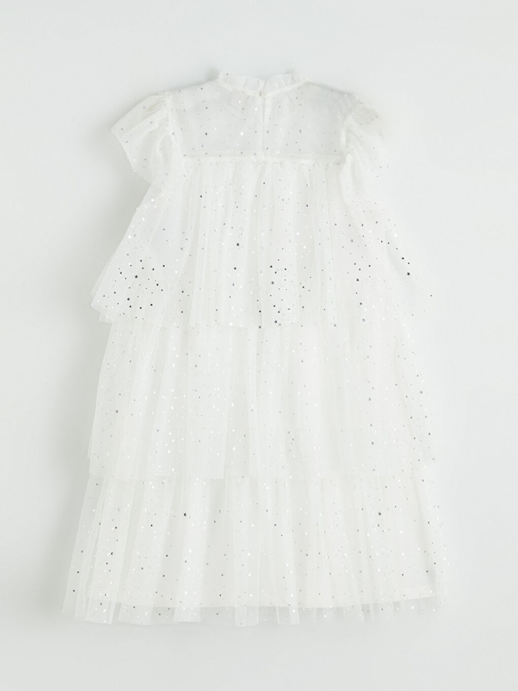 Ekru Fırfır Yaka Kız Çocuk Kat Kat Tütü Elbise-2