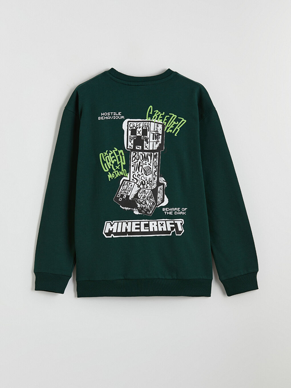 Yeşil Minecraft Baskılı Erkek Çocuk Sweatshirt-4