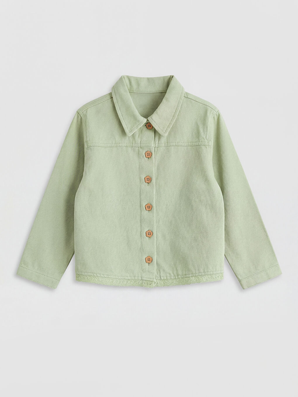 Yeşil Uzun Kollu Kız Çocuk Gömlek