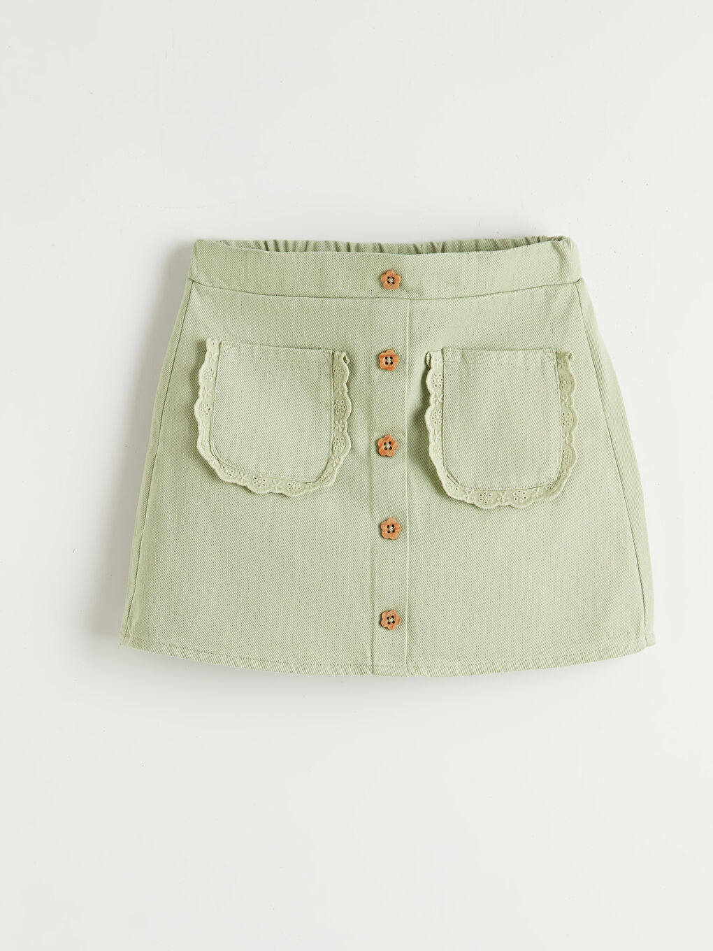 Yeşil Gabardin Kız Çocuk Şort Etek-1