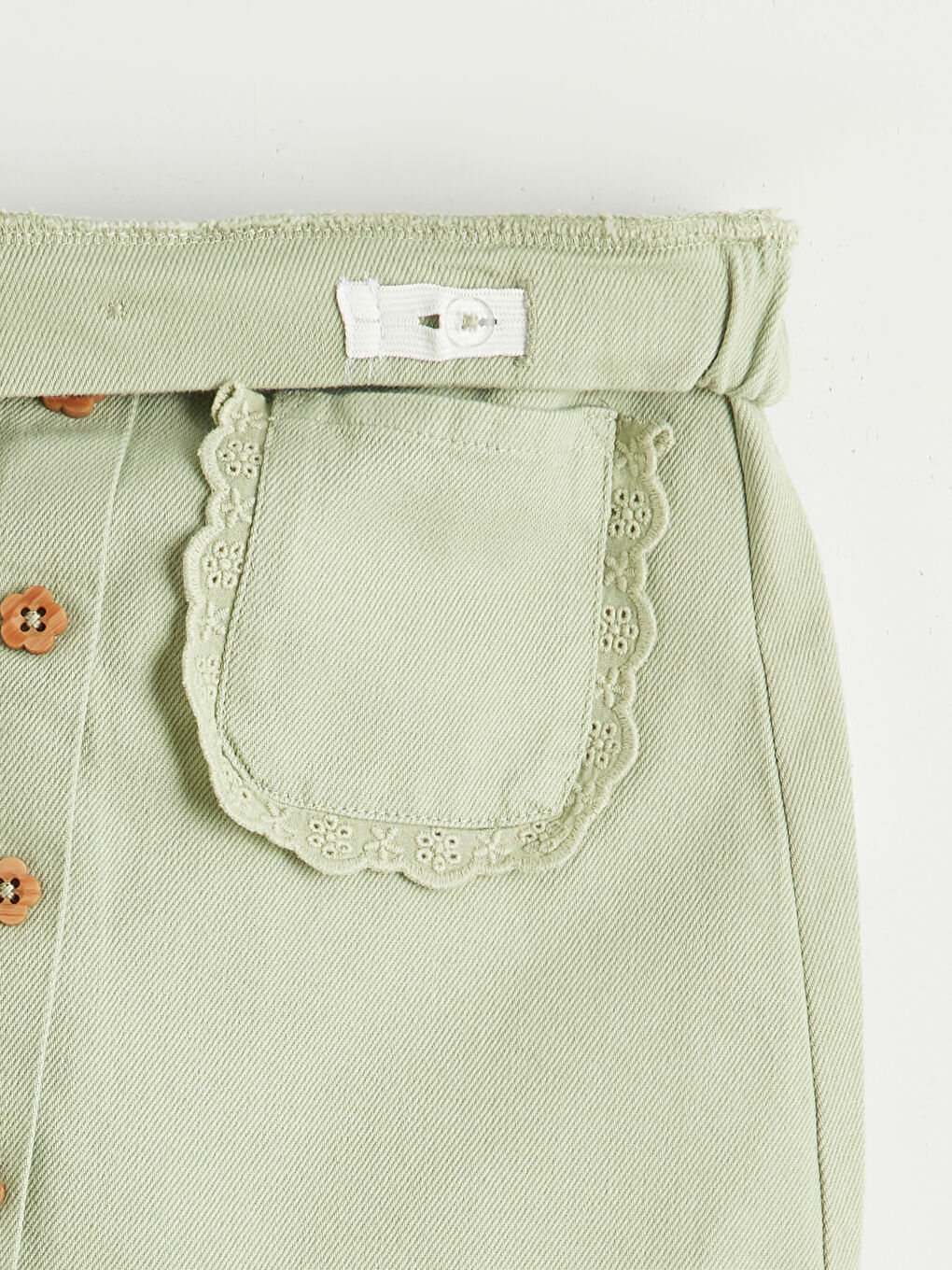 Yeşil Gabardin Kız Çocuk Şort Etek-3