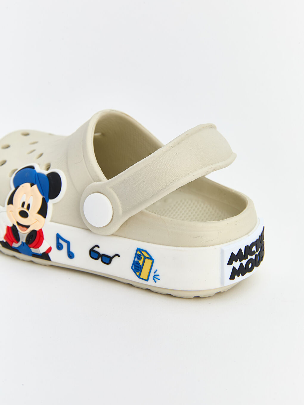 Bej Mickey Mouse Baskılı Erkek Bebek Plaj Sandaleti-3
