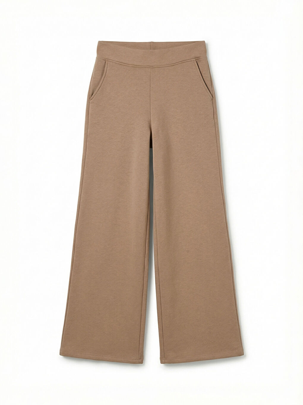 Kahverengi Beli Lastikli Geniş Paça Kadın Kalın Eşofman Altı