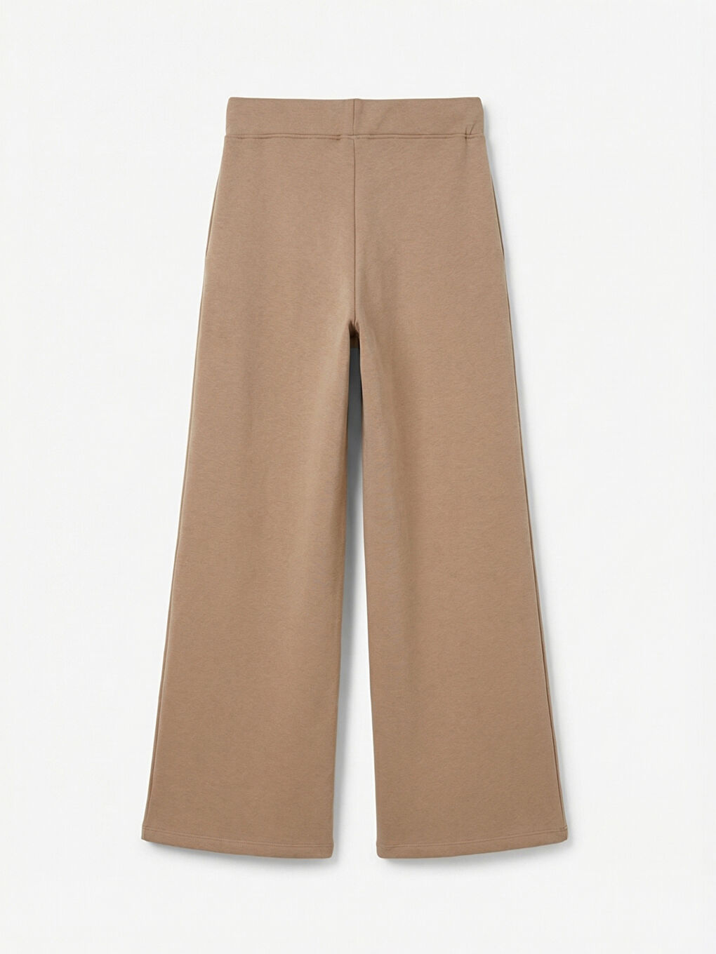 Kahverengi Beli Lastikli Geniş Paça Kadın Kalın Eşofman Altı-1