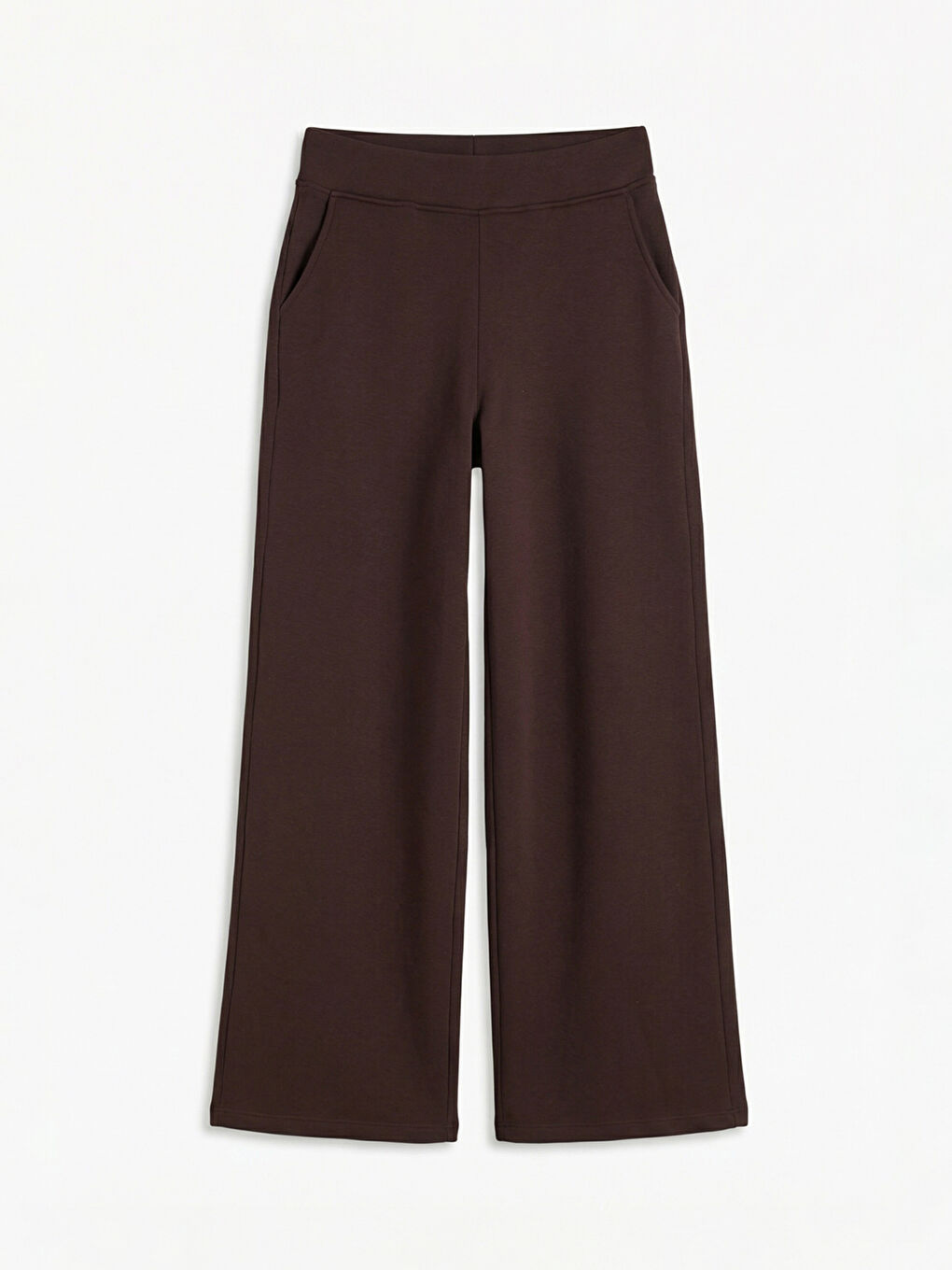 Mürdüm Beli Lastikli Geniş Paça Kadın Kalın Eşofman Altı