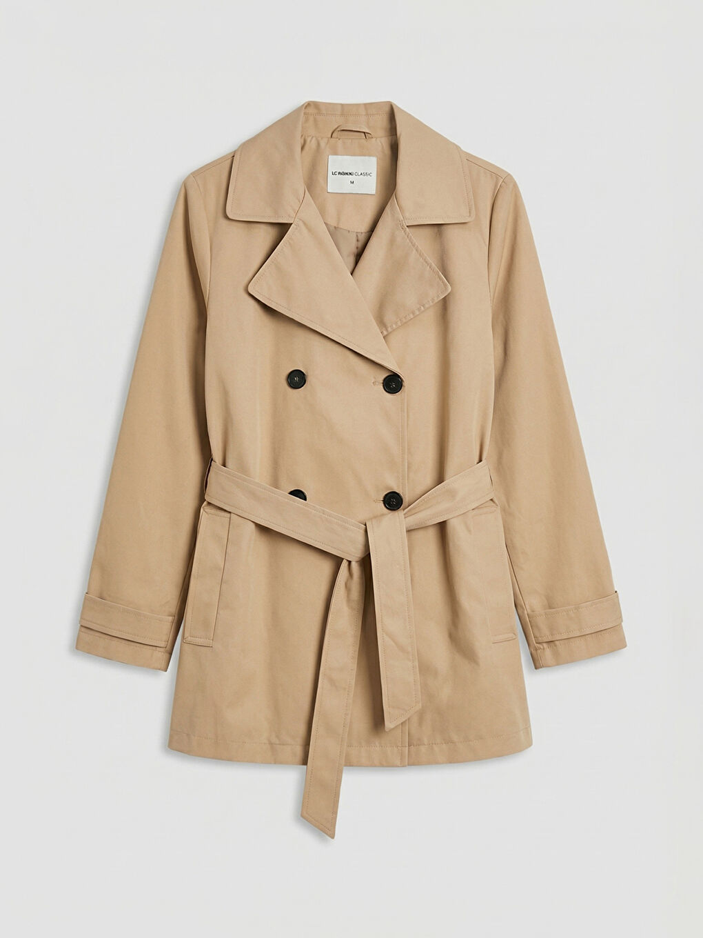 Bej Kruvaze Yaka Kadın Trençkot	-5