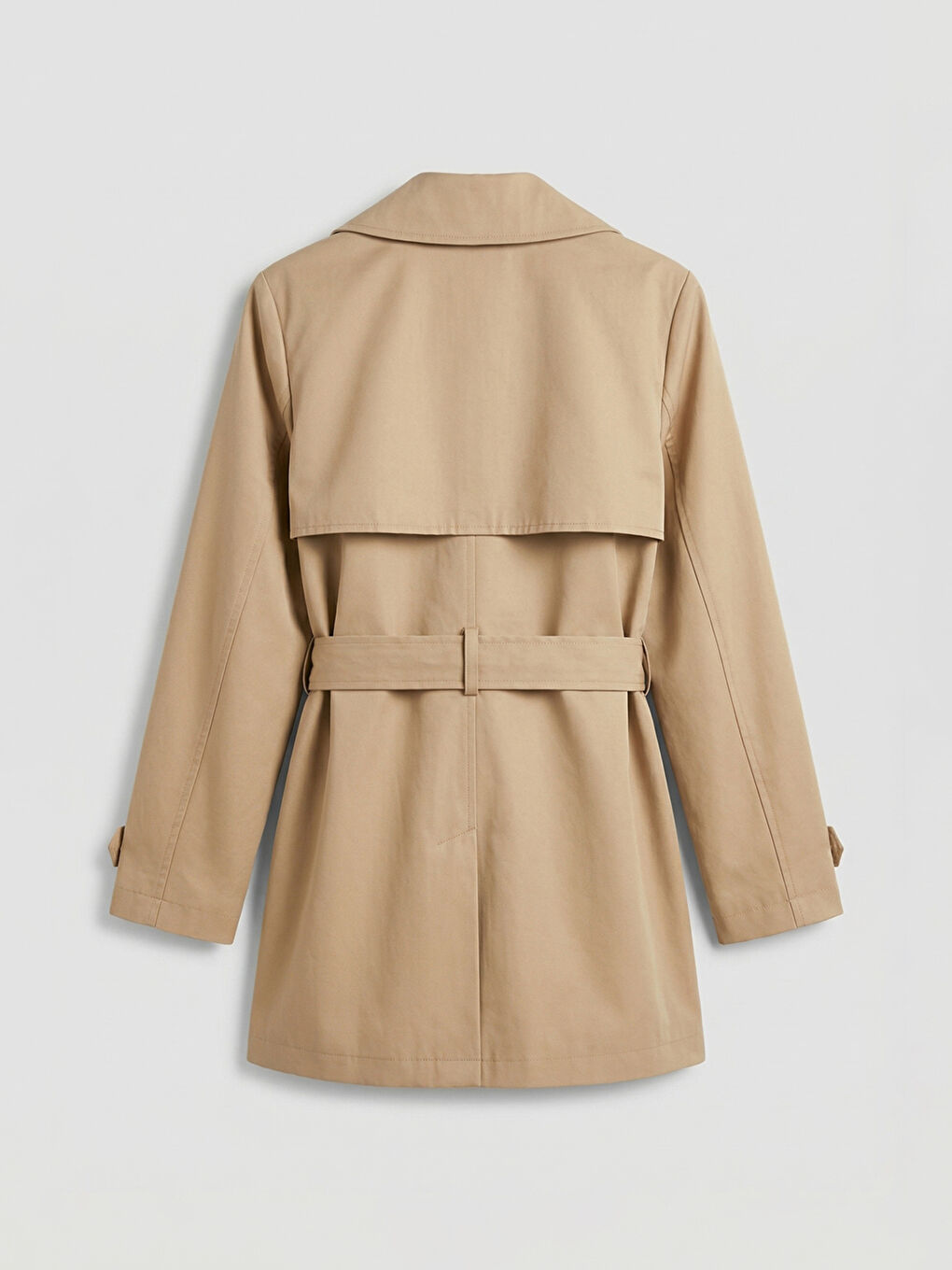 Bej Kruvaze Yaka Kadın Trençkot	-6