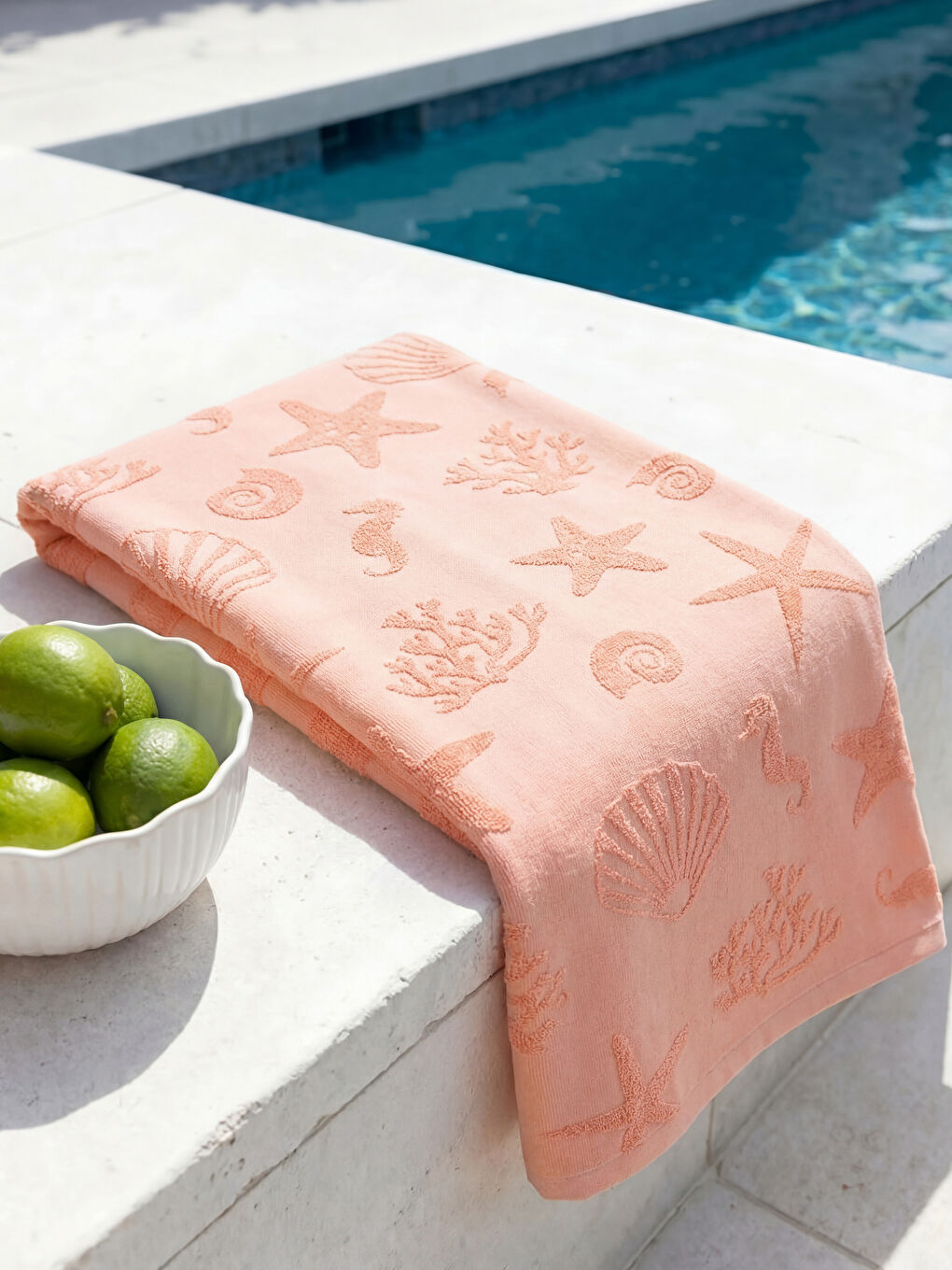Pembe Deniz Kabuğu Desenli Plaj Havlusu 70x140 cm