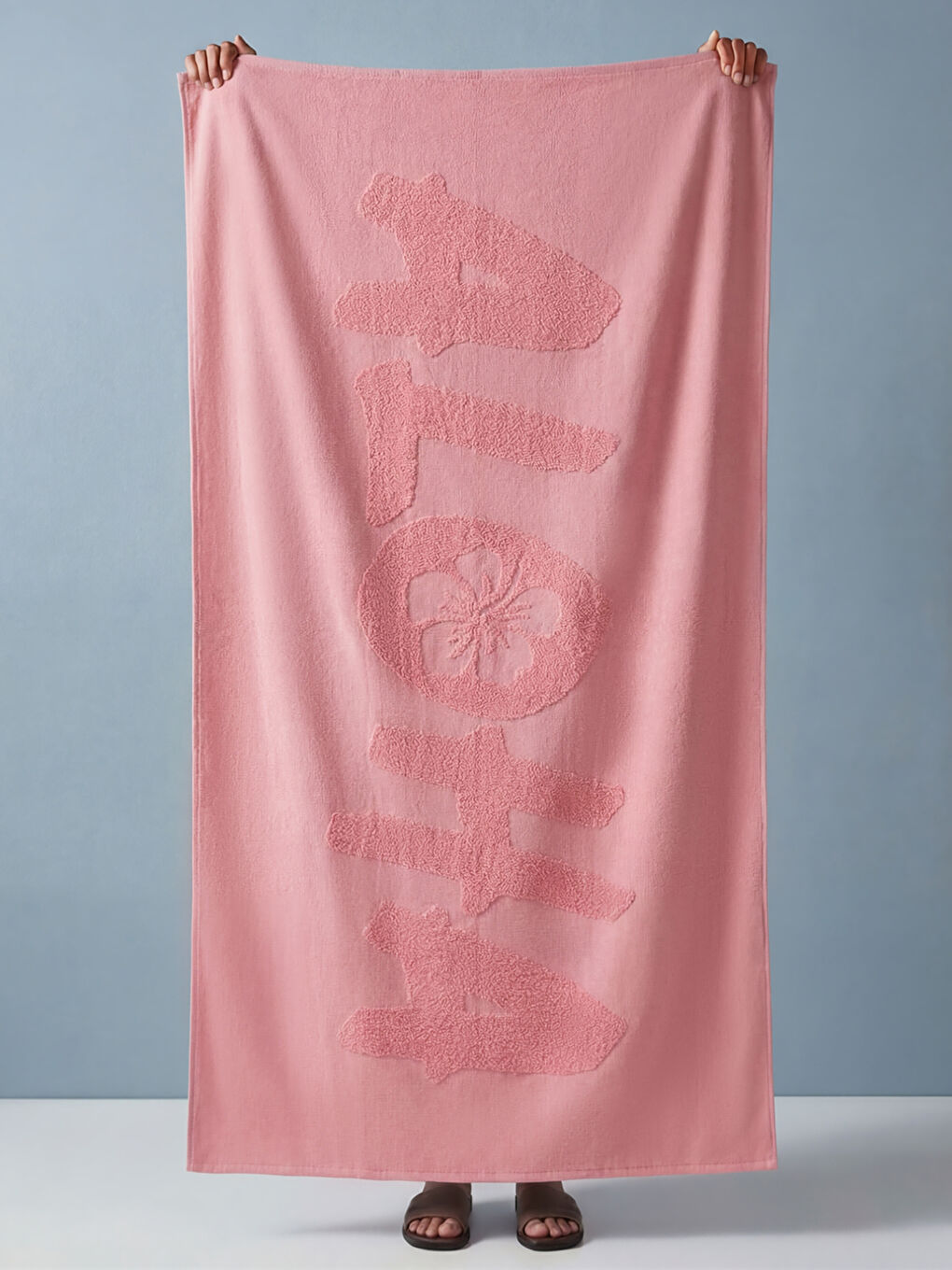 Pembe Desenli Kadın Plaj Havlusu 70x140 cm-1