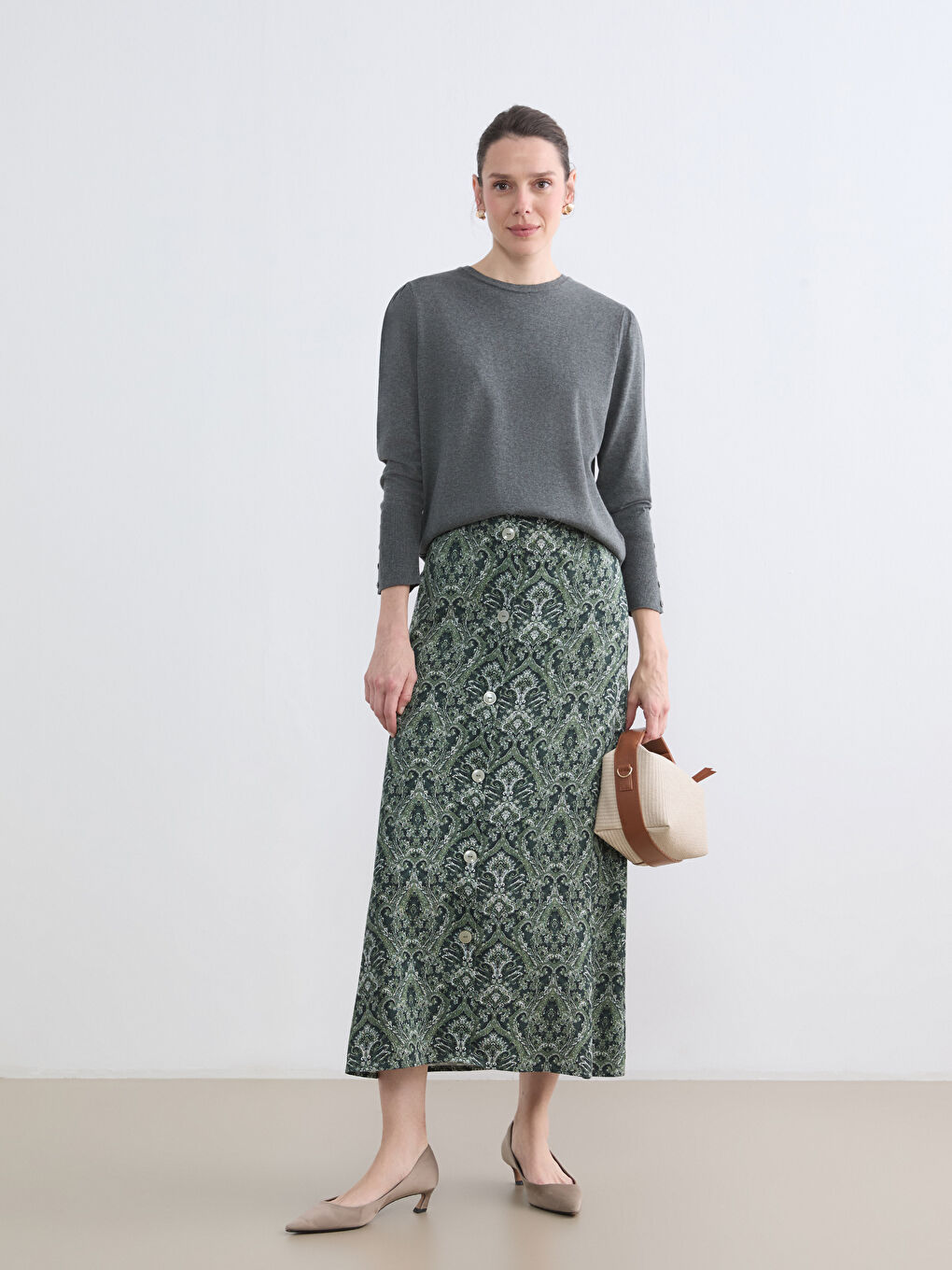 Antrasit Bisiklet Yaka Kadın Triko Kazak-1