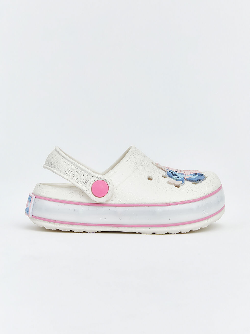 Beyaz Lilo ve Stitch Baskılı Kız Bebek Plaj Sandaleti-2