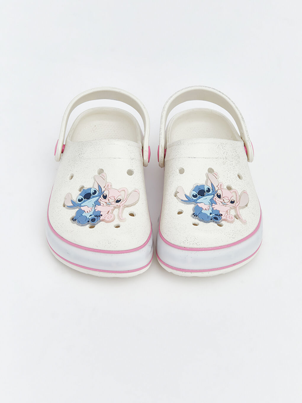 Beyaz Lilo ve Stitch Baskılı Kız Bebek Plaj Sandaleti-3