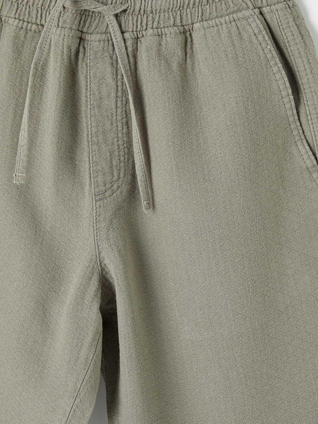 Haki Loose Fit Erkek Jean Şort-2