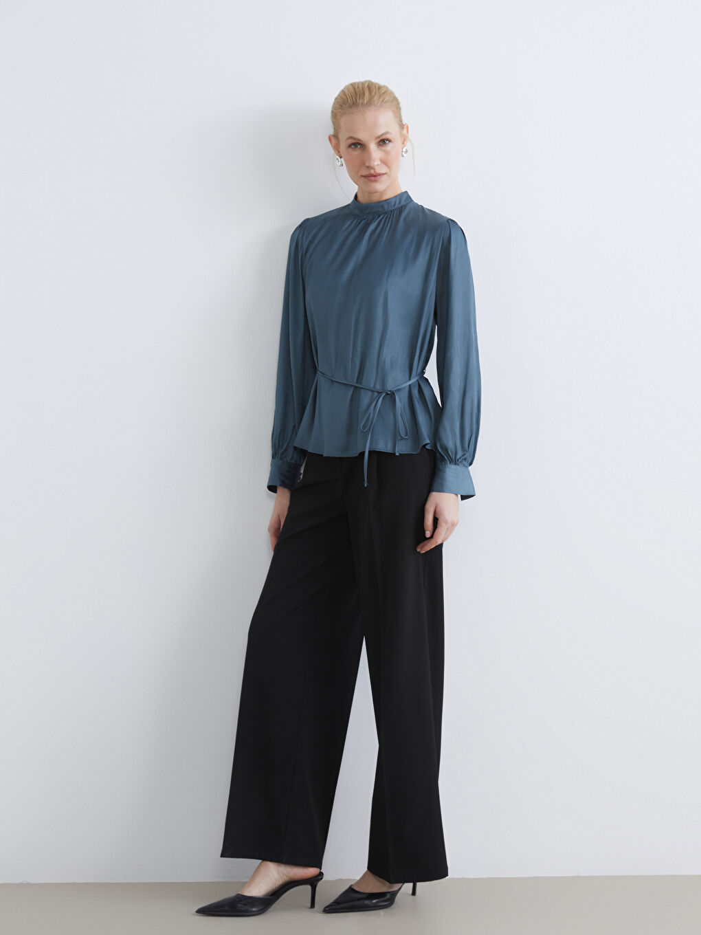 High-Waisted Wide-Leg Trousers