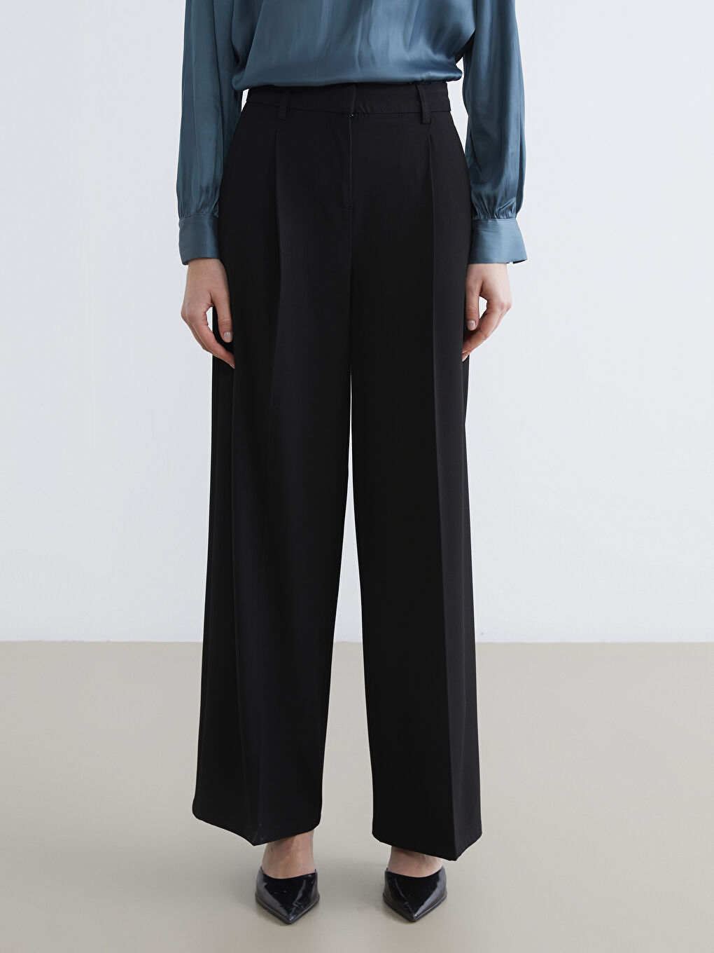 High-Waisted Wide-Leg Trousers-1
