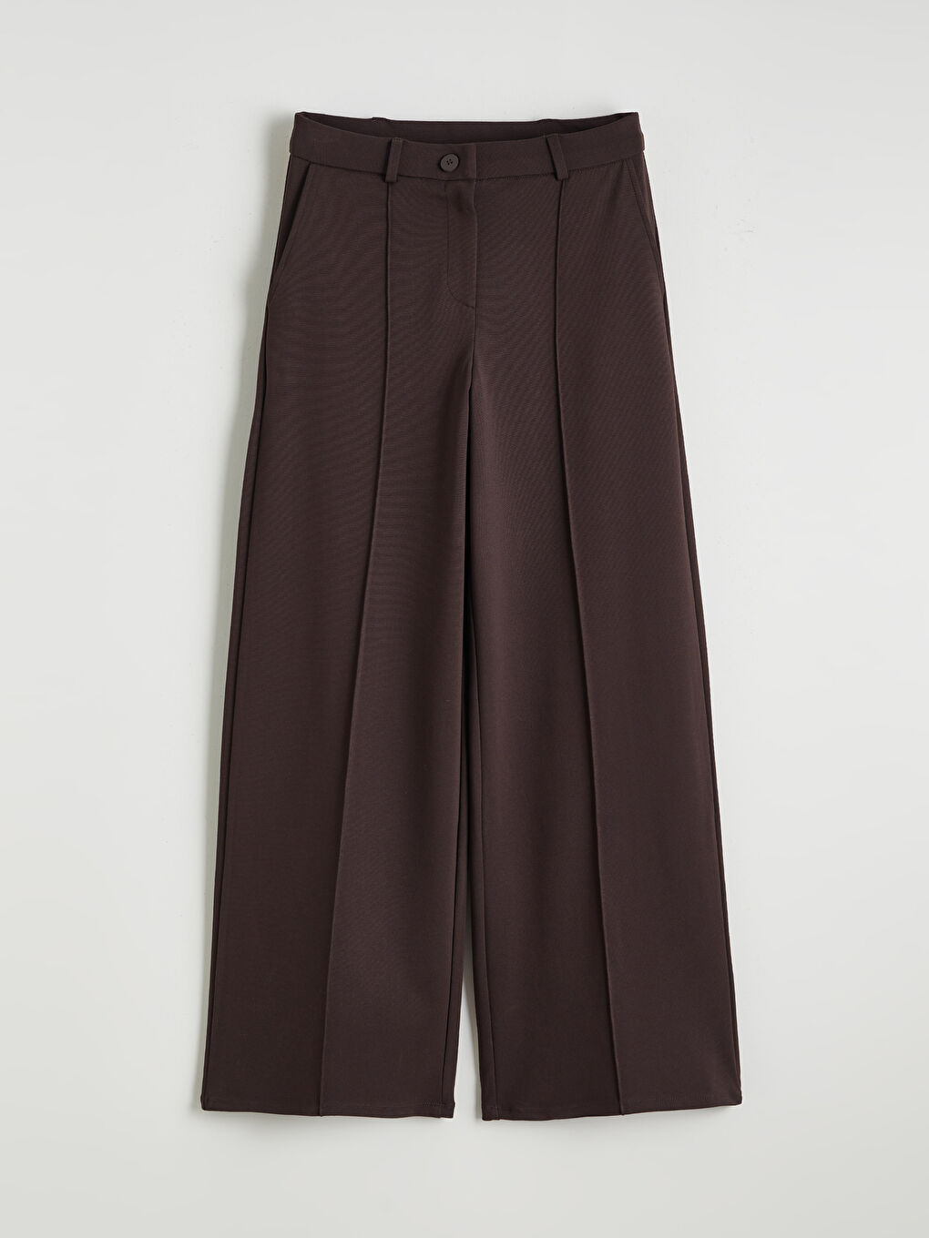 Kahverengi Yüksek Bel Geniş Paça Kadın Pantolon