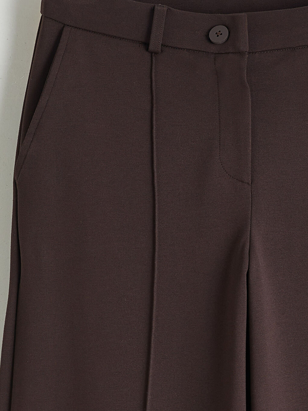 Kahverengi Yüksek Bel Geniş Paça Kadın Pantolon-1