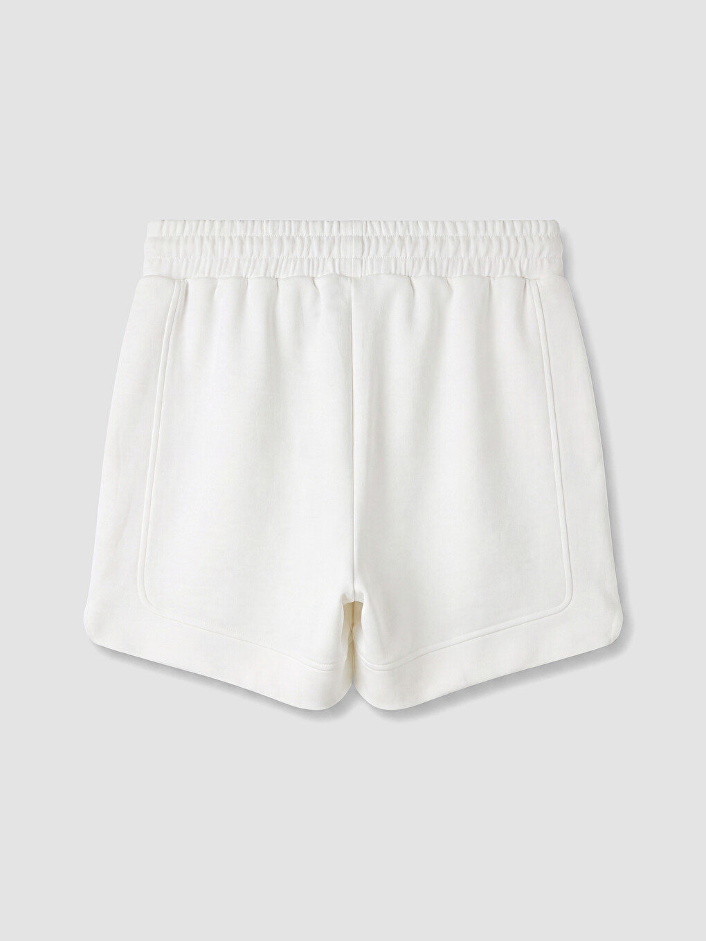 Beyaz Beli Lastikli Modal Karışımlı Kadın Spor Şort-6