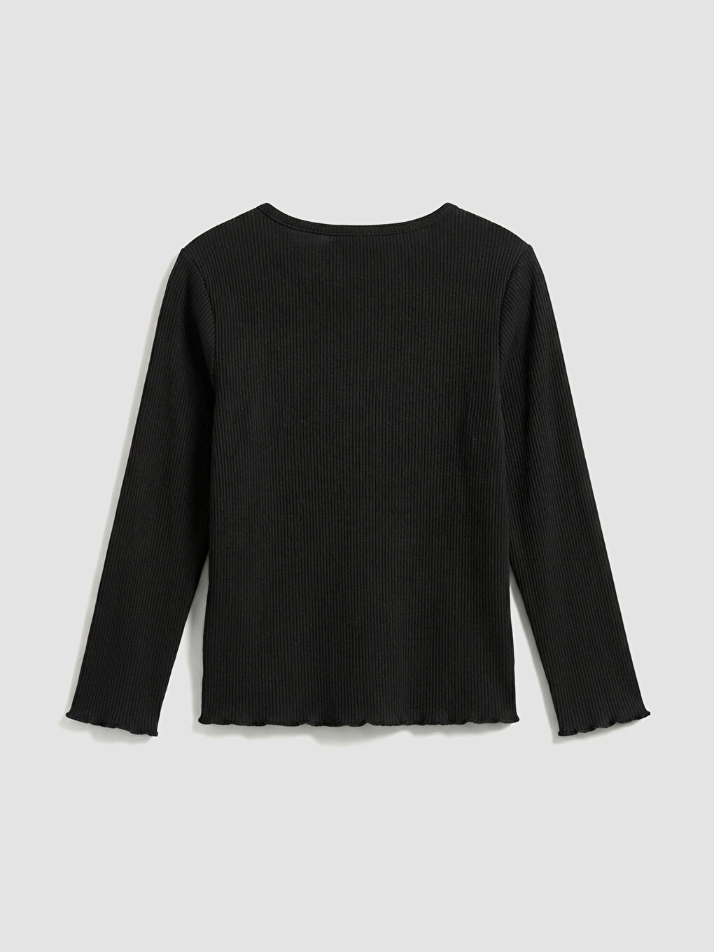 Siyah Bisiklet Yaka Kalp Nakışlı Kız Çocuk Tişört	-1