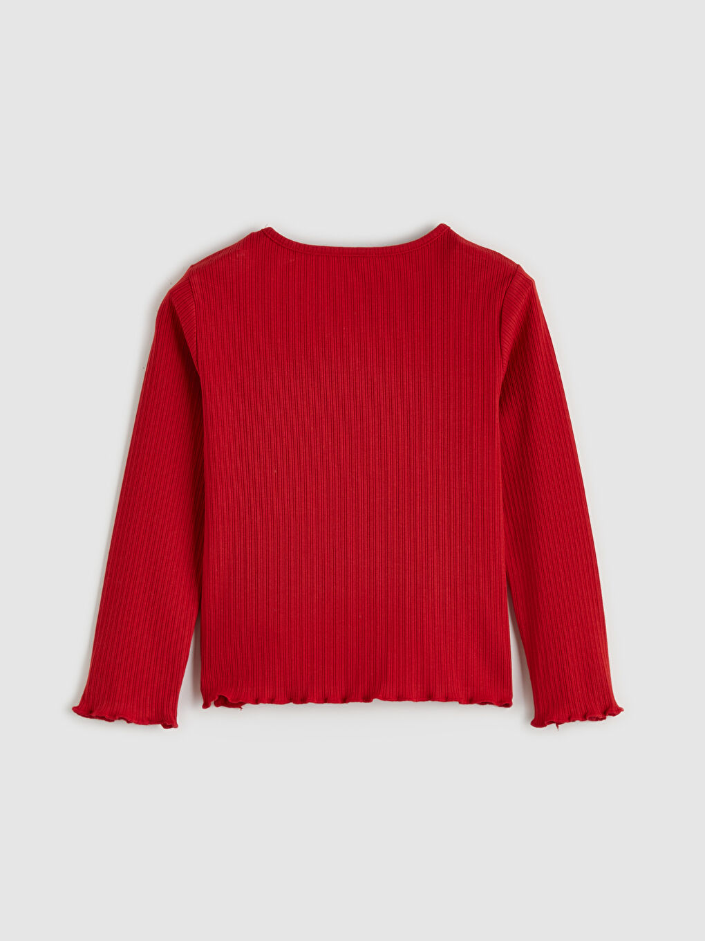 Kırmızı Bisiklet Yaka Kalp Nakışlı Kız Çocuk Tişört	-1