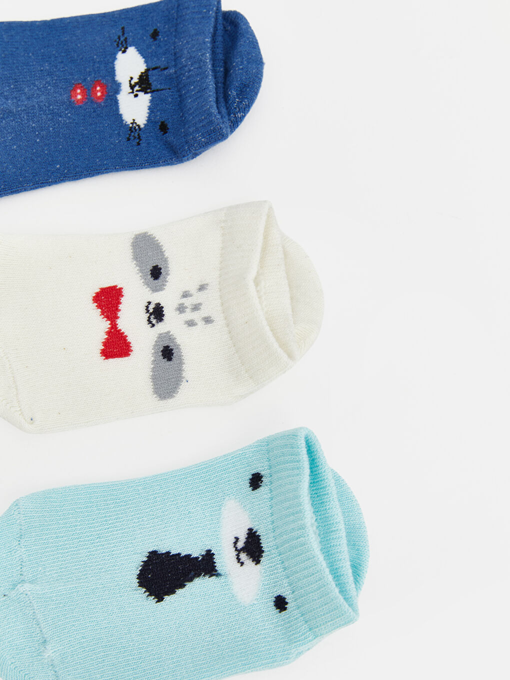 Mavi Erkek Çocuk Desenli Soket Çorap 3'lü-1