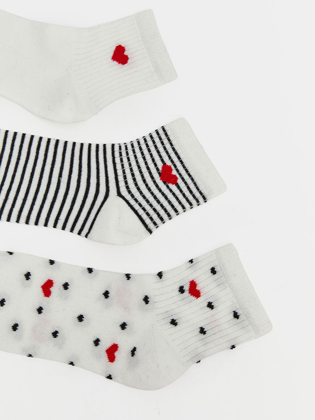 Beyaz Desenli Kadın Soket Çorap 3'lü-1