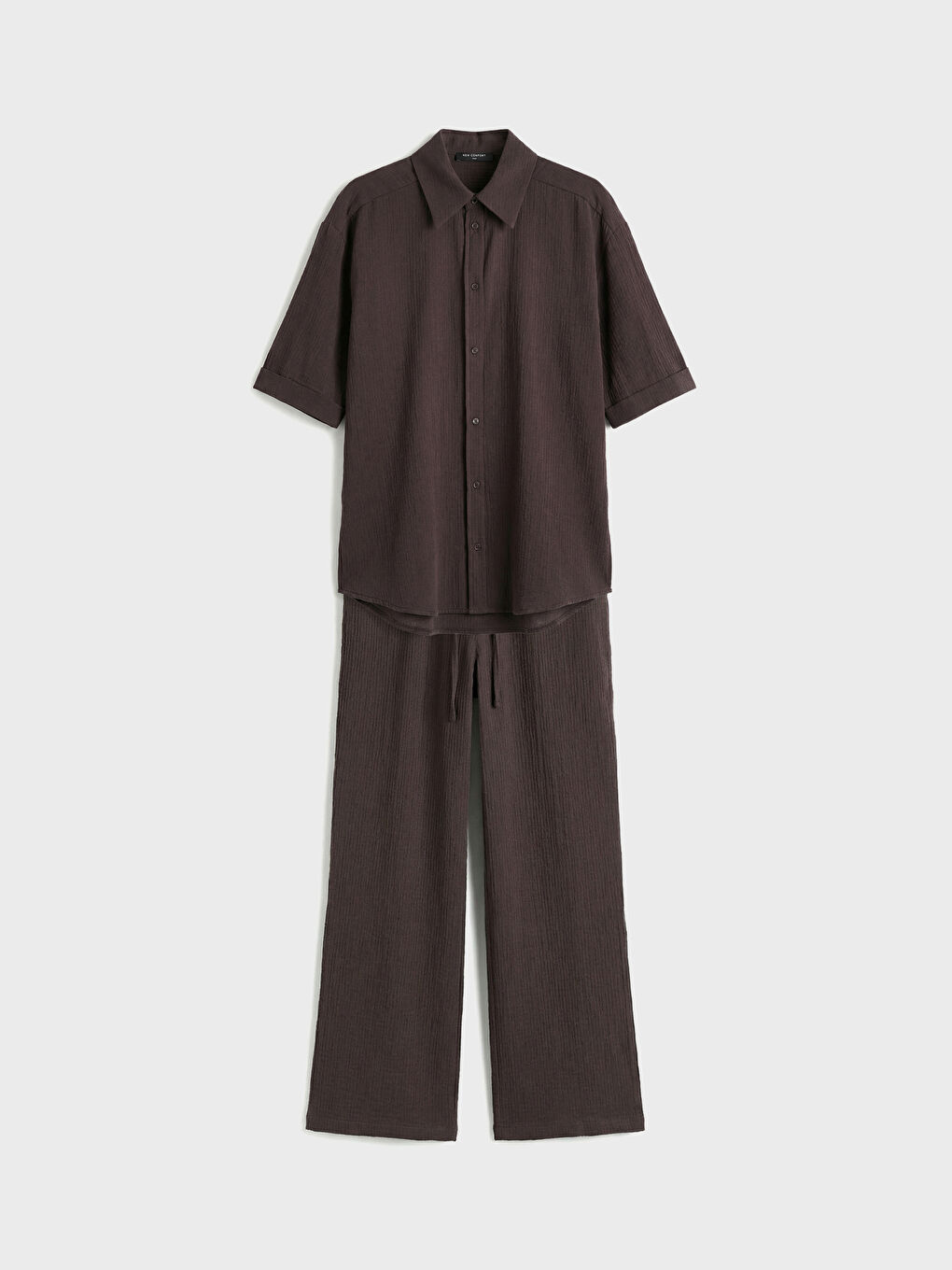 Kahverengi Dokulu Oversize Müslin Kadın Gömlek-4