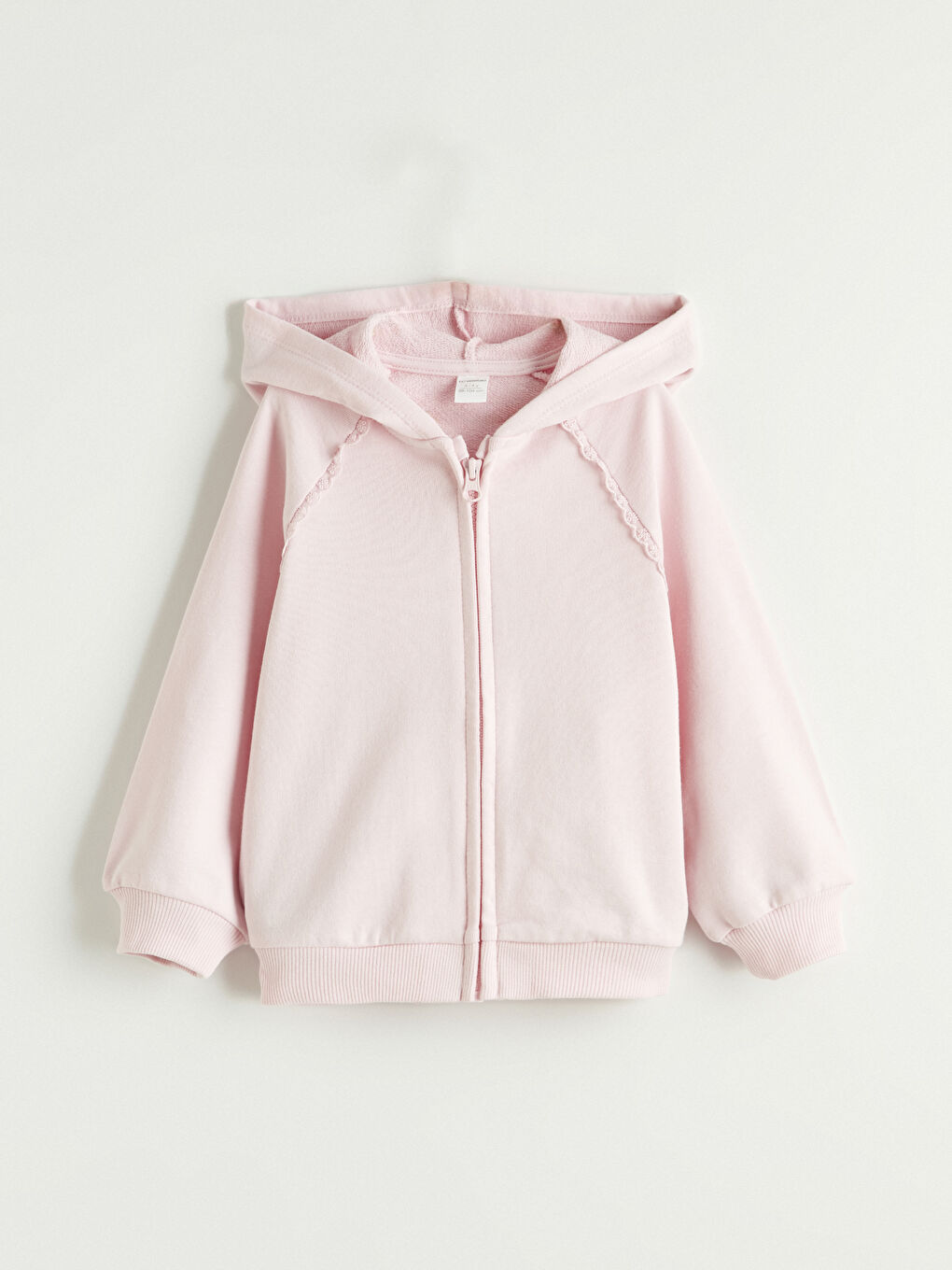 Pembe Kapüşonlu Kız Bebek Kalın Fermuarlı Sweatshirt