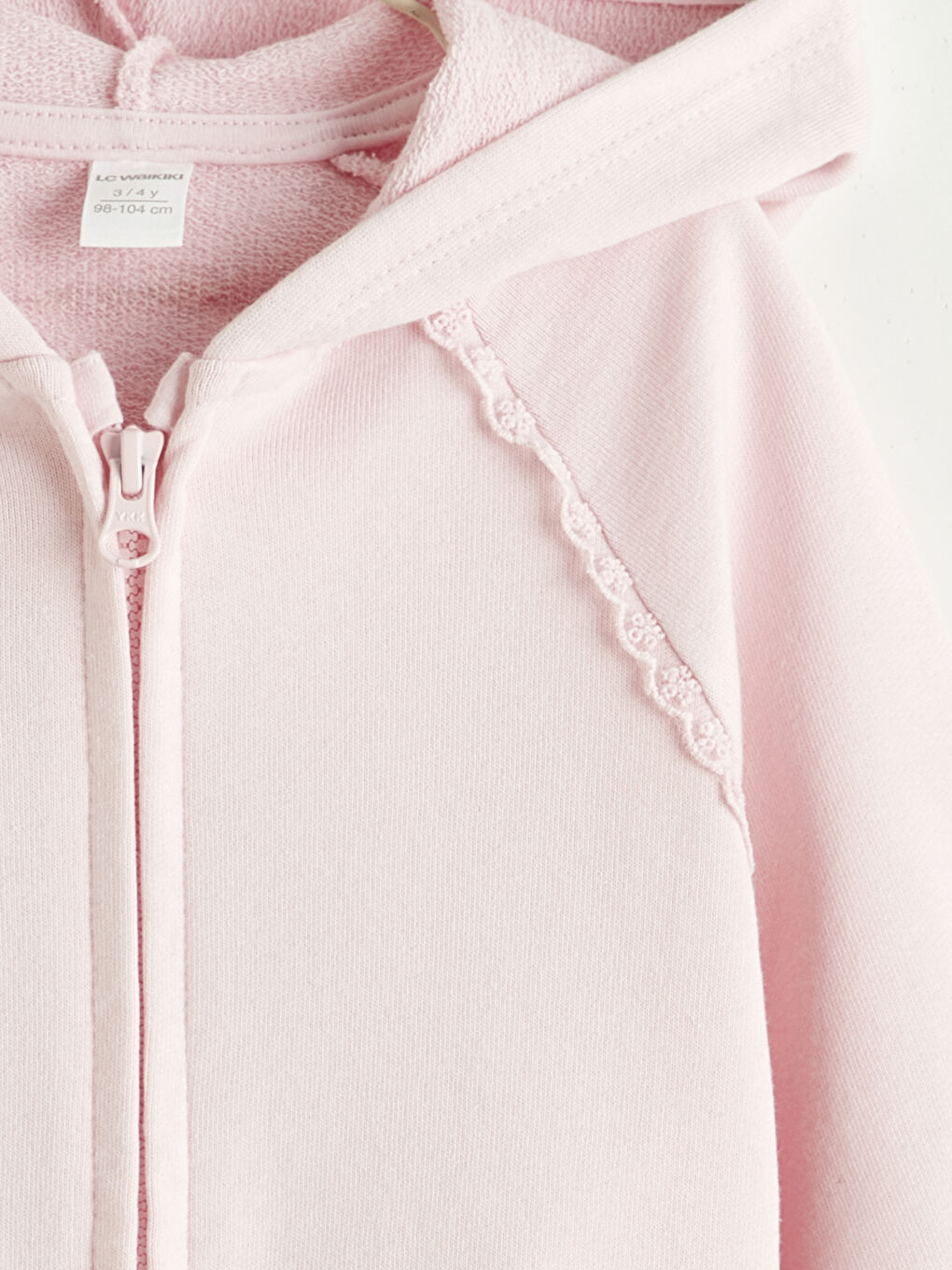 Pembe Kapüşonlu Kız Bebek Kalın Fermuarlı Sweatshirt-1
