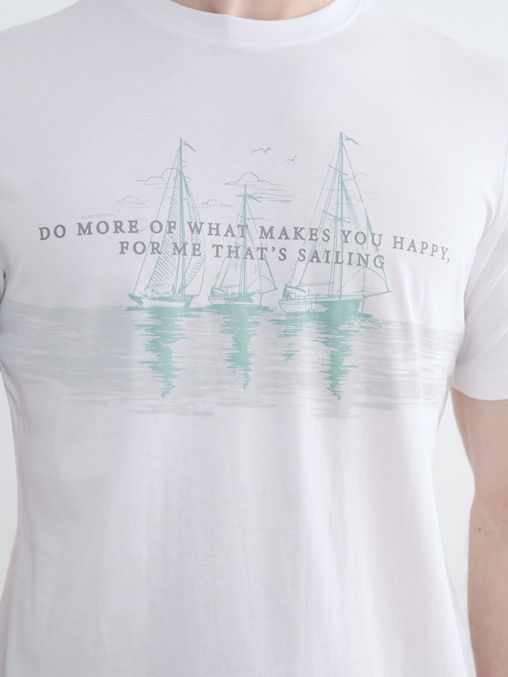 تيشيرت محبوك رجالي مطبوع بياقة دائرية-2