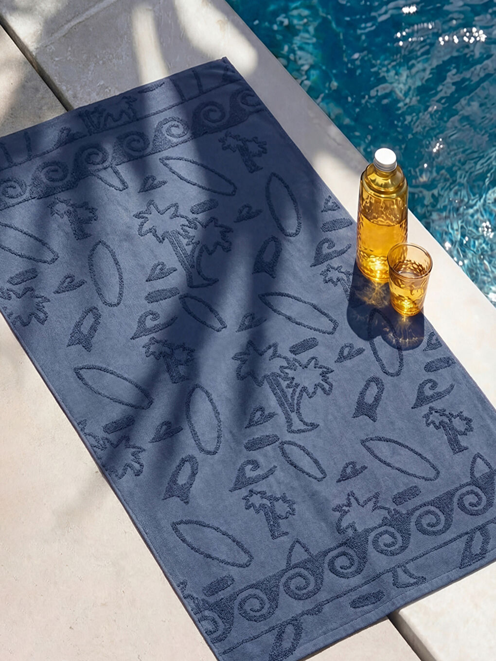 Mavi Desenli Erkek Plaj Havlusu 70x140 cm