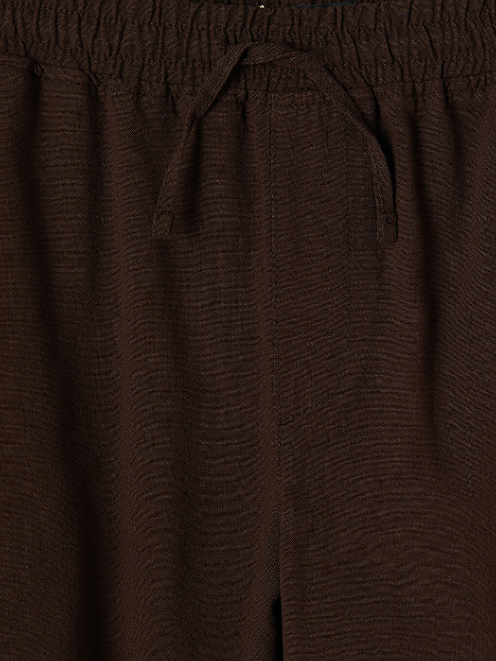 Kahverengi Regular Fit Keten Görünümlü Erkek Şort-5