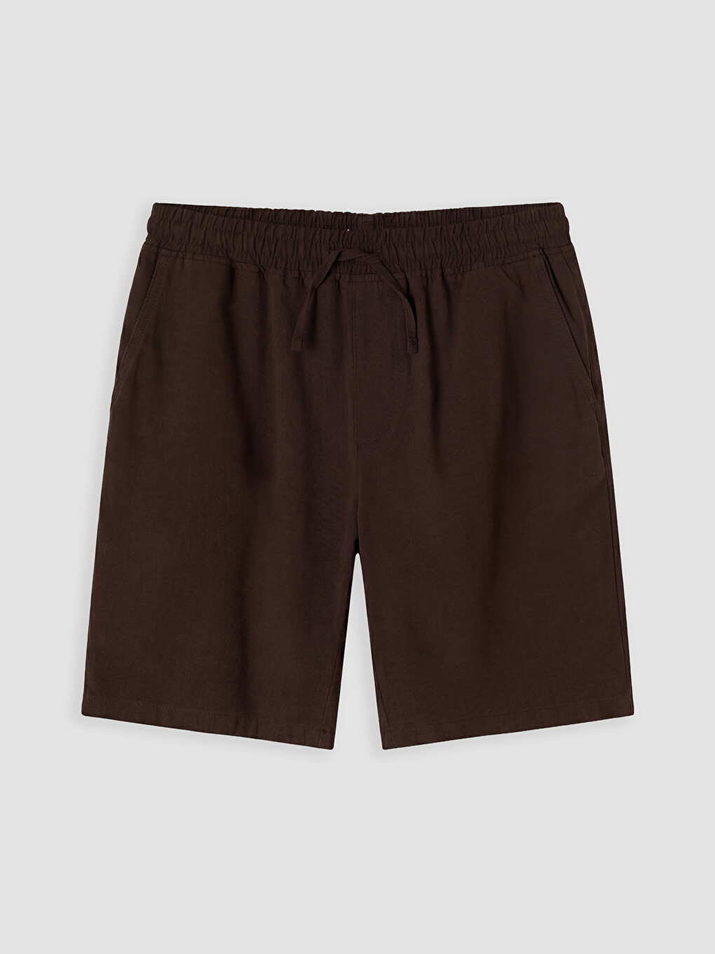 Kahverengi Regular Fit Keten Görünümlü Erkek Şort-6