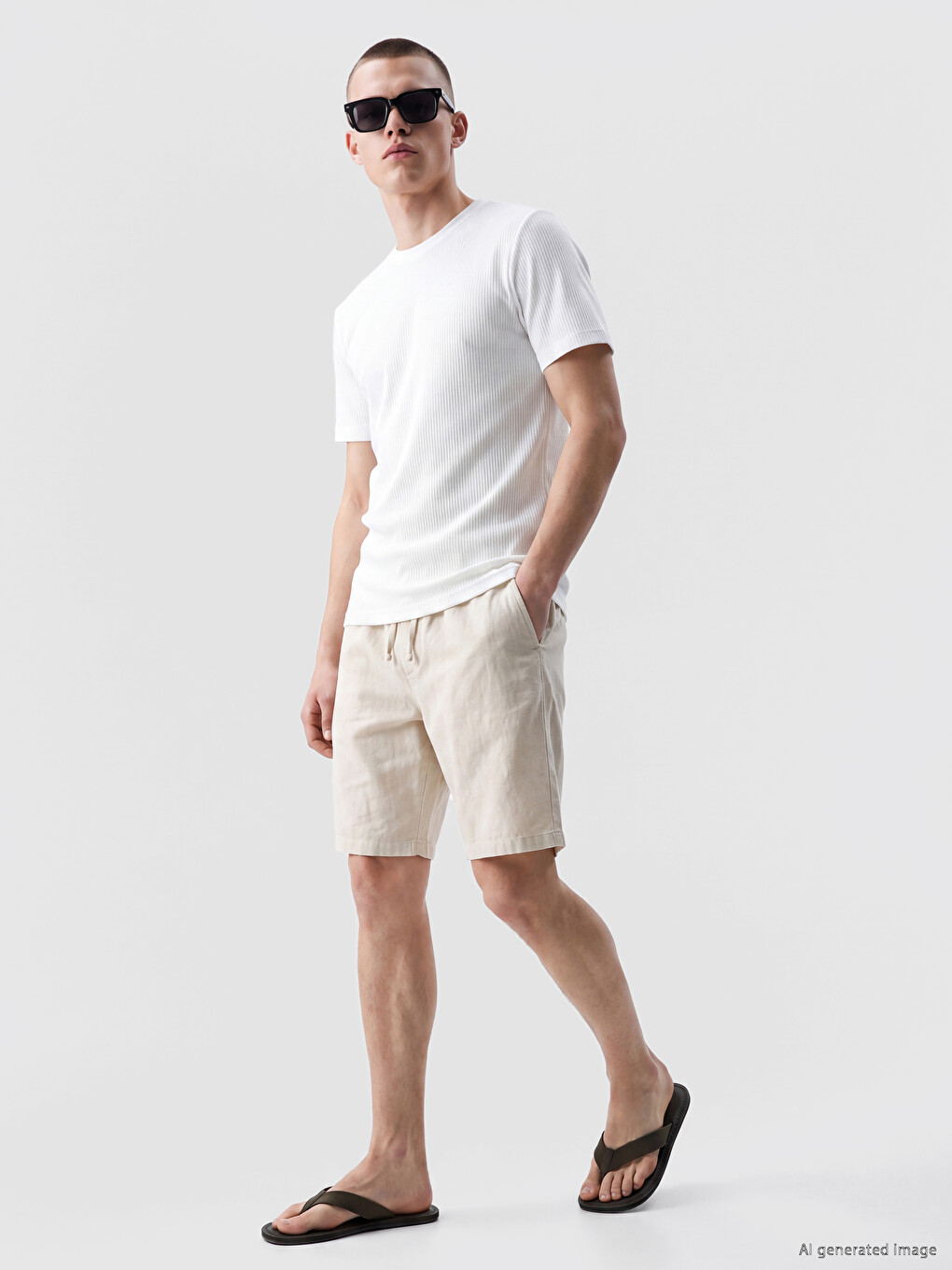 Regular Fit Linen-look Men's Shorts-1