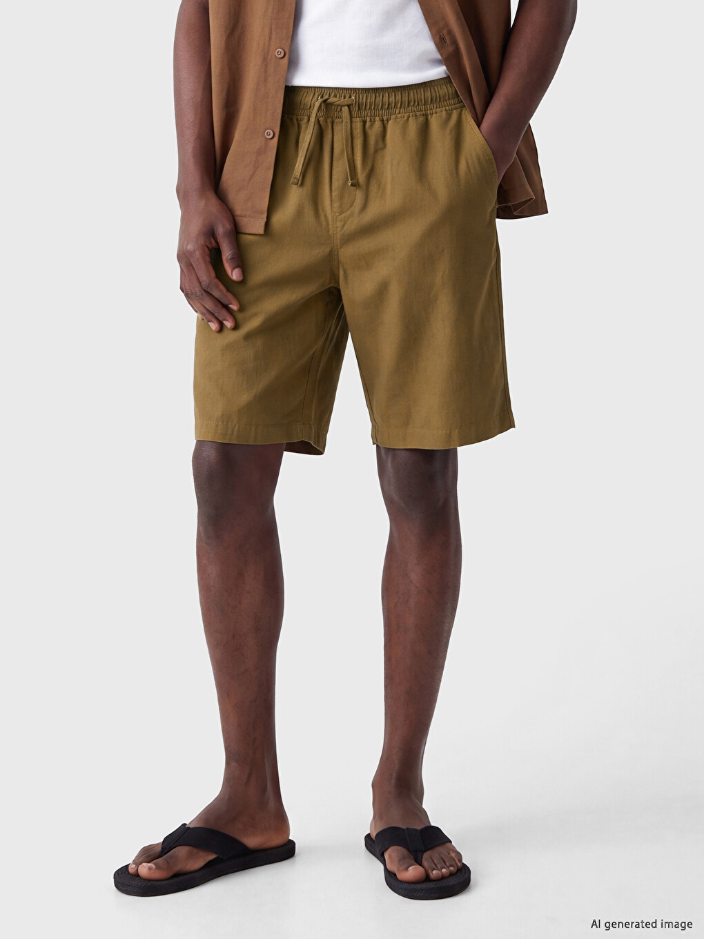Regular Fit Linen-look Men's Shorts-1