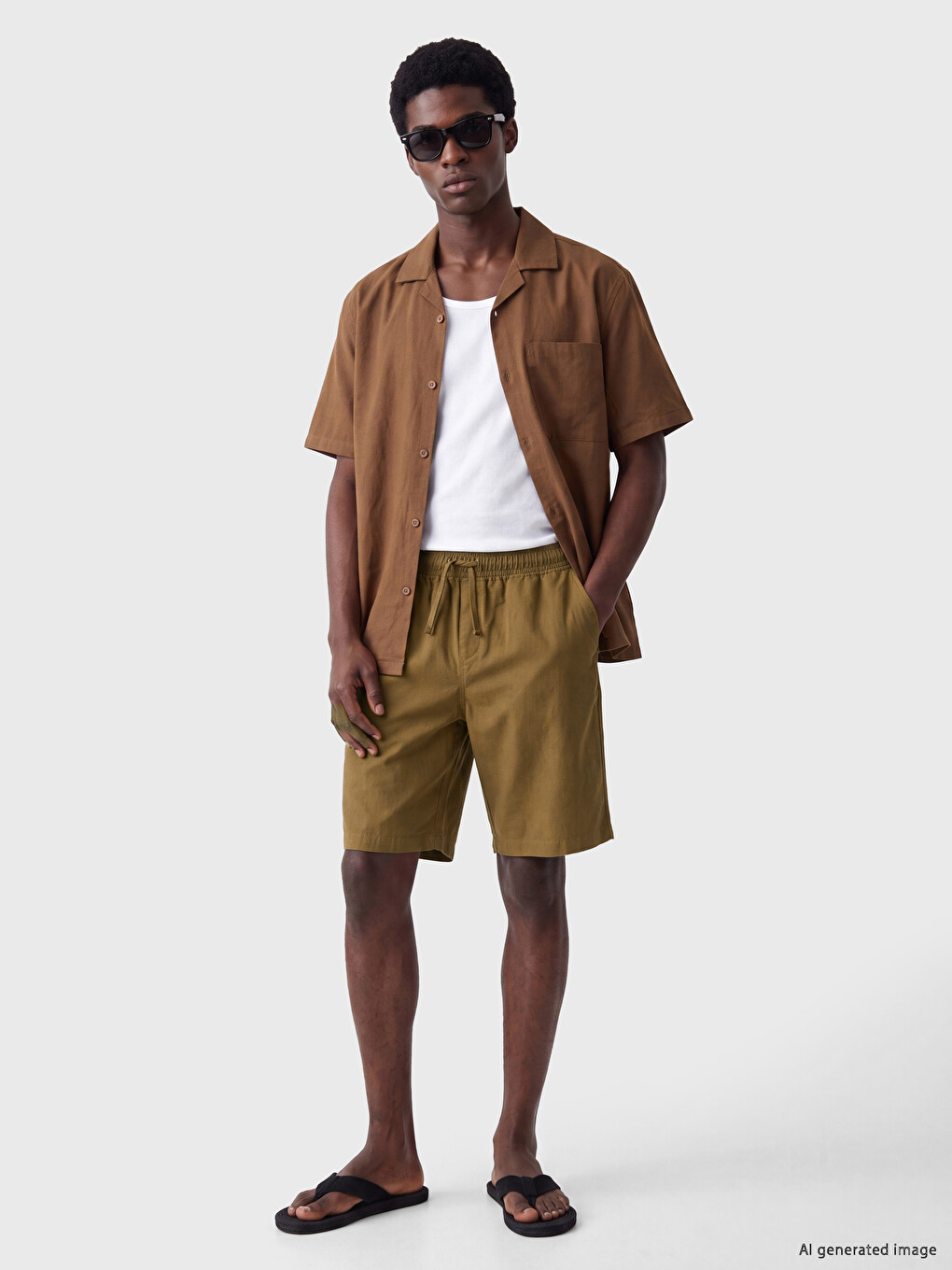 Regular Fit Linen-look Men's Shorts