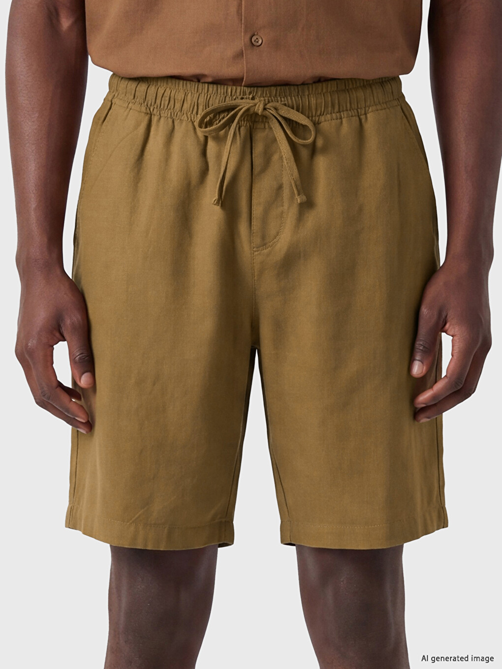 Regular Fit Linen-look Men's Shorts-2