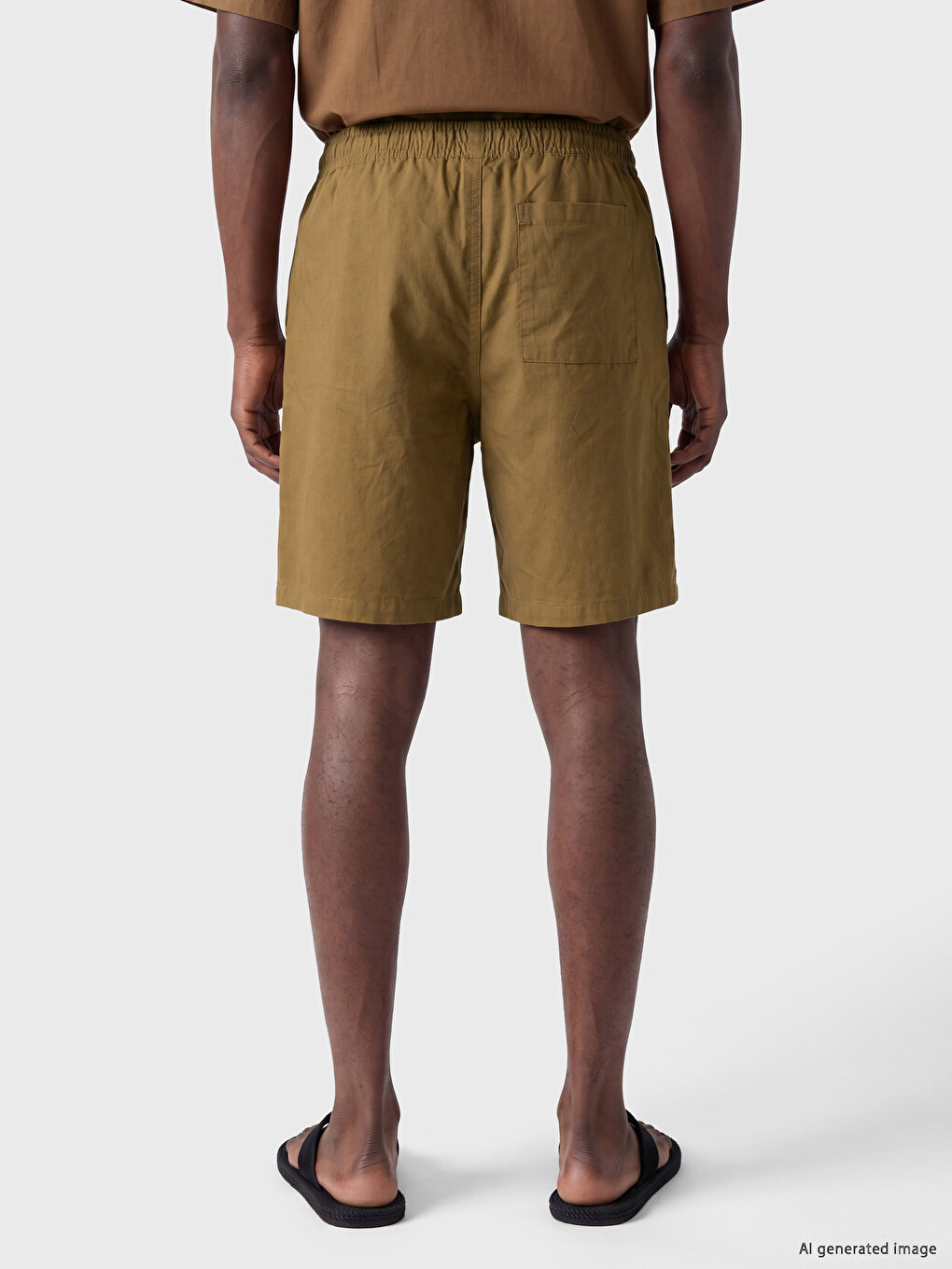 Regular Fit Linen-look Men's Shorts-3