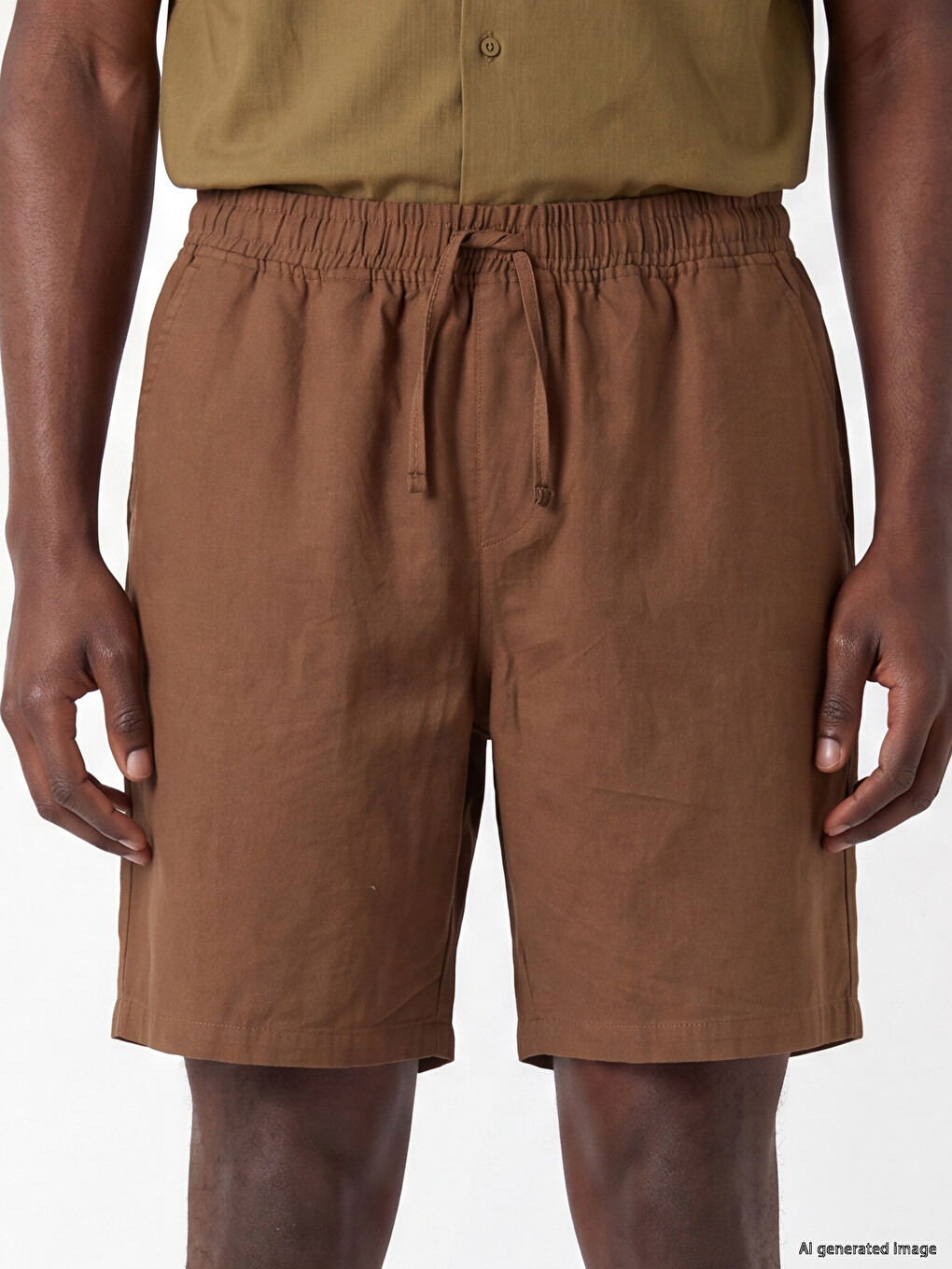 Regular Fit Linen-look Men's Shorts-2