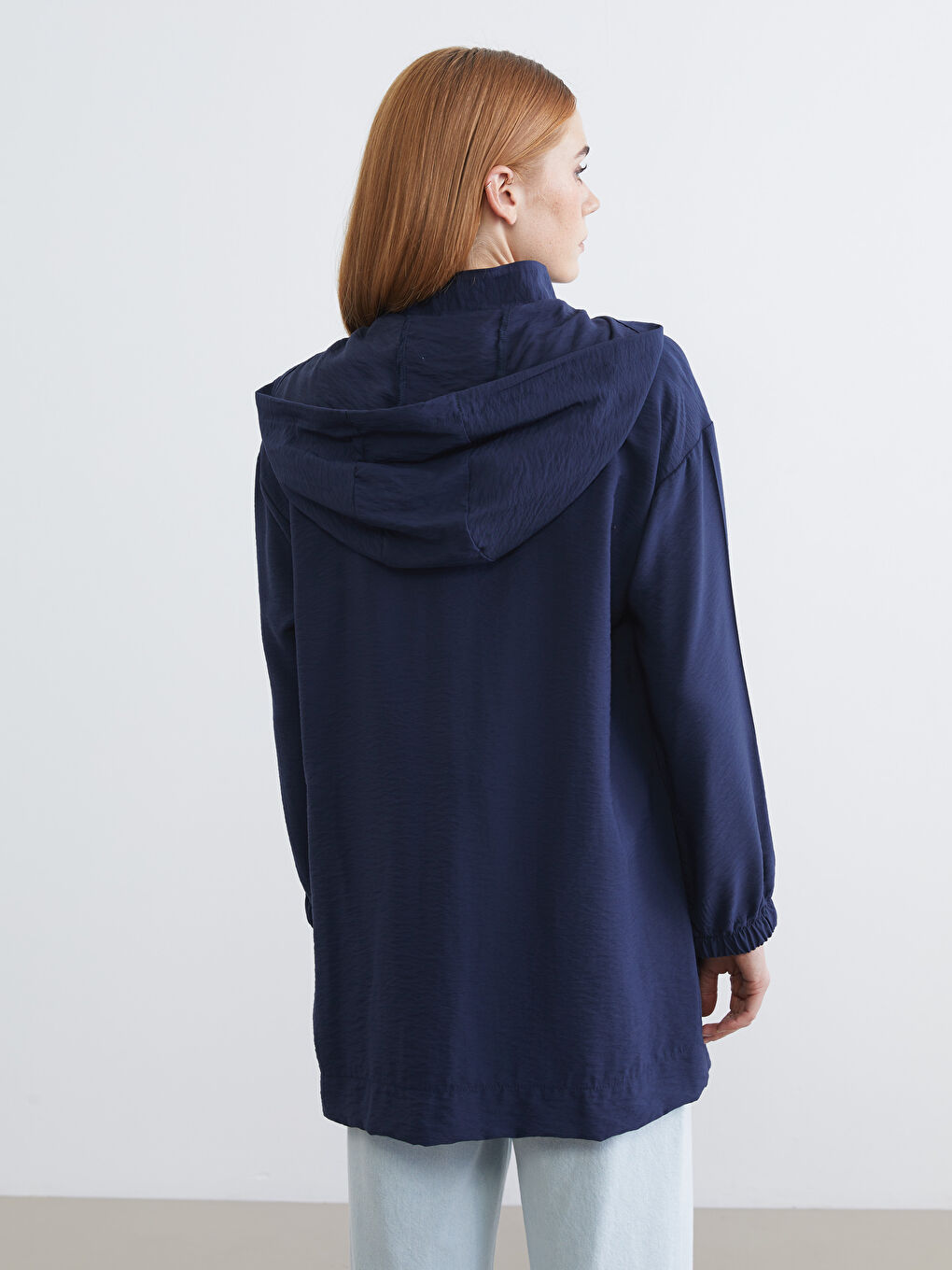 Lacivert Kapüşonlu Kadın Tunik-3