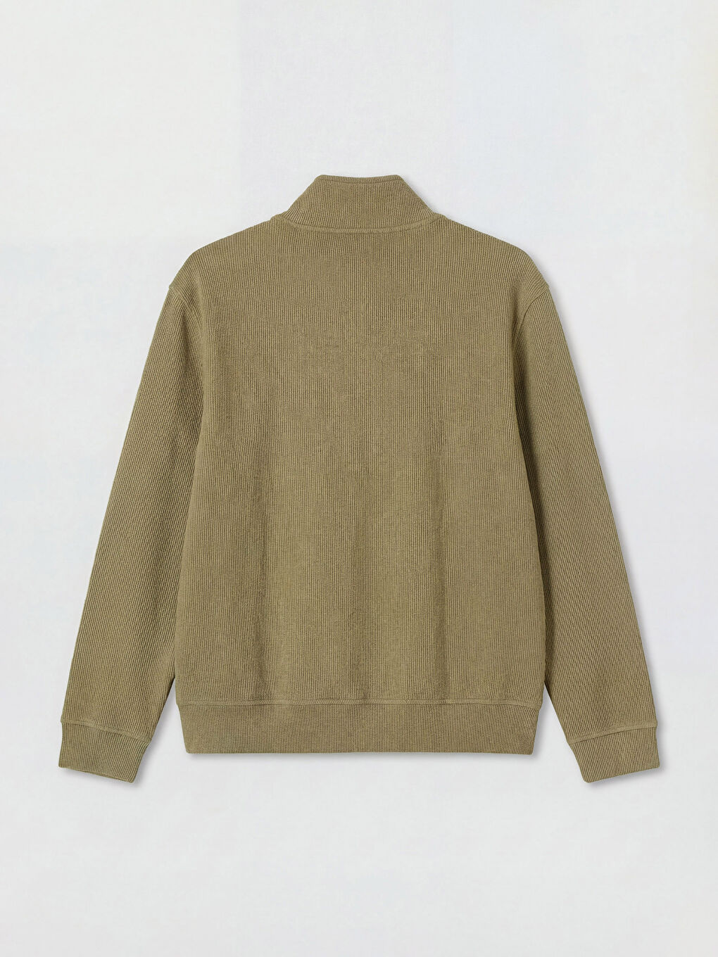 Kahverengi Dik Yaka Erkek Fermuarlı Sweatshirt-1