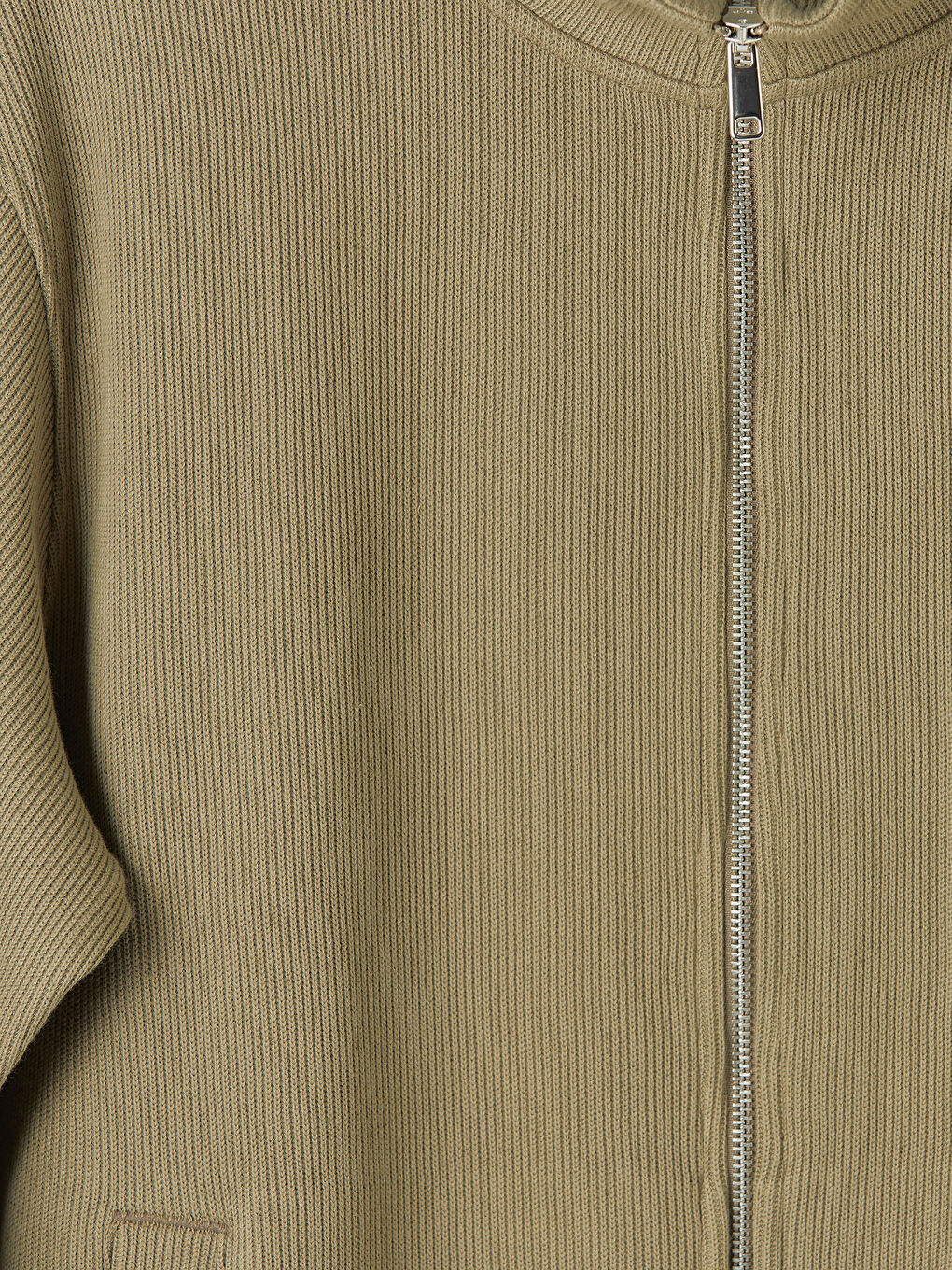 Kahverengi Dik Yaka Erkek Fermuarlı Sweatshirt-2