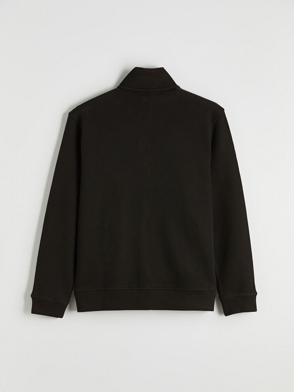 Kahverengi Dik Yaka Erkek Fermuarlı Sweatshirt-2