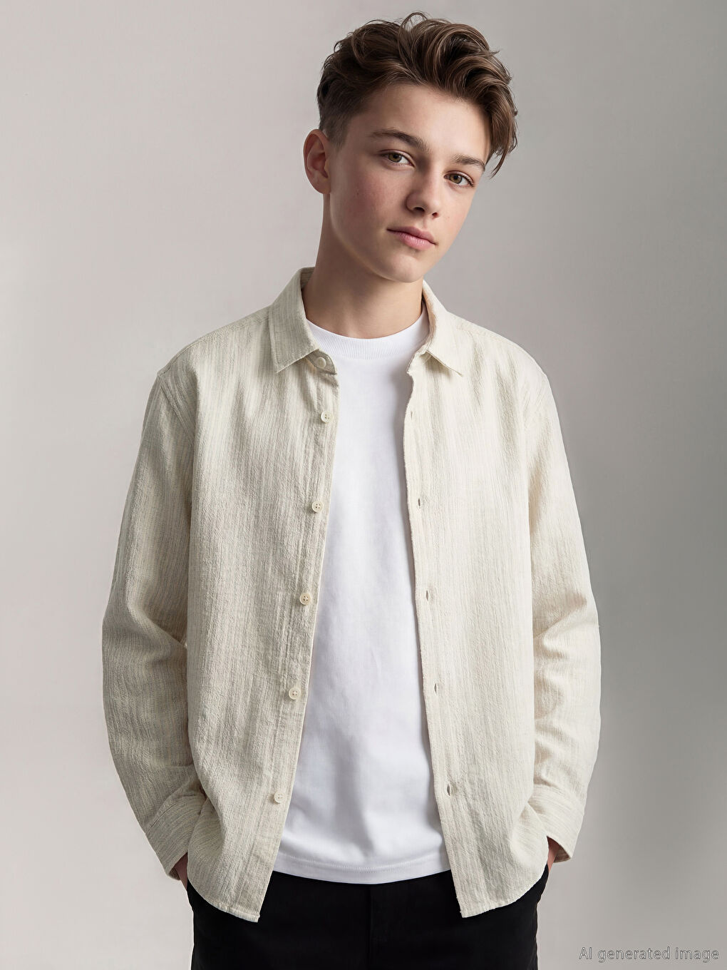 Mavi Uzun Kollu Erkek Çocuk Poplin Gömlek