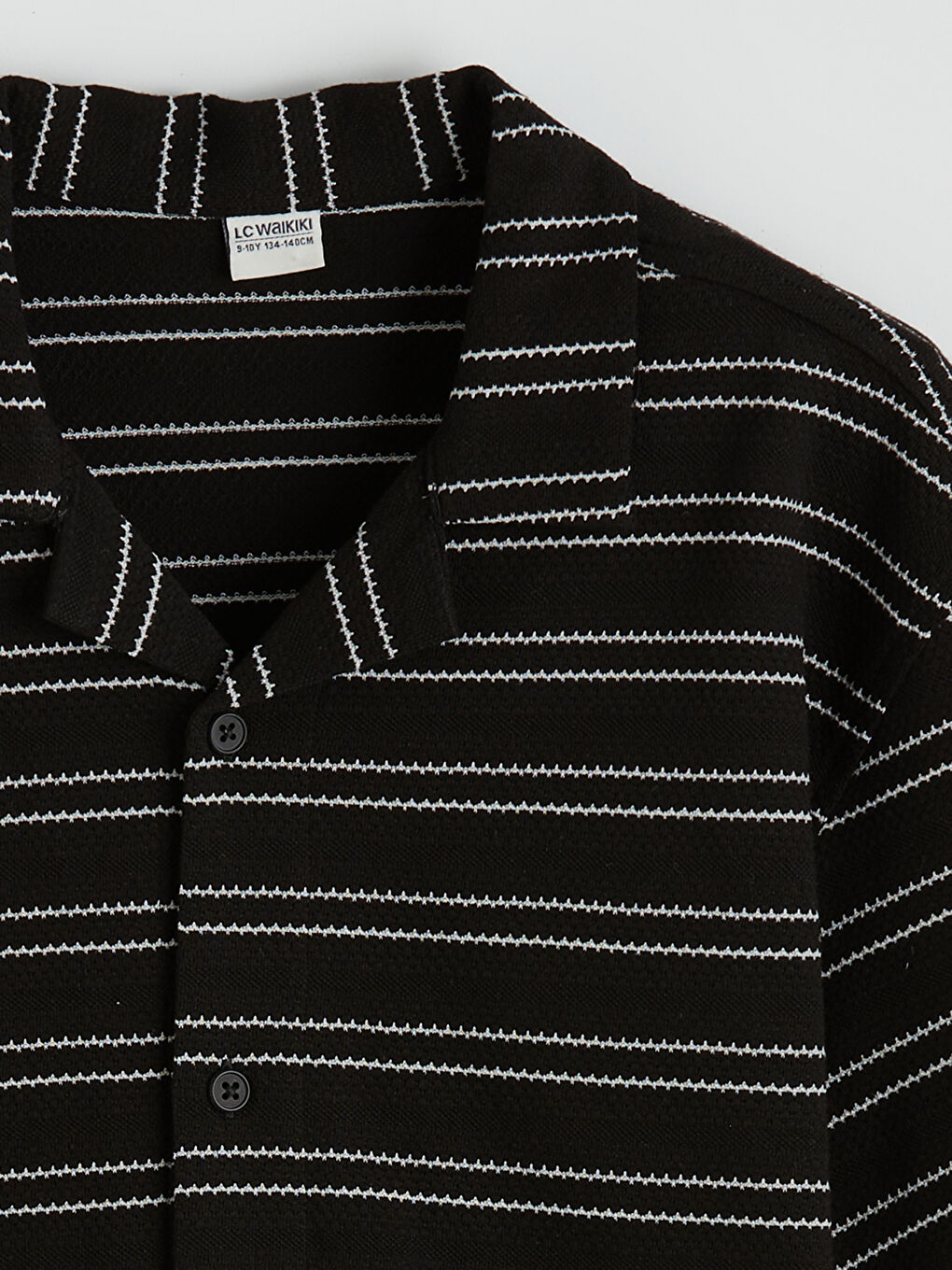 Siyah Çizgili Kısa Kollu Erkek Çocuk Gömlek-1