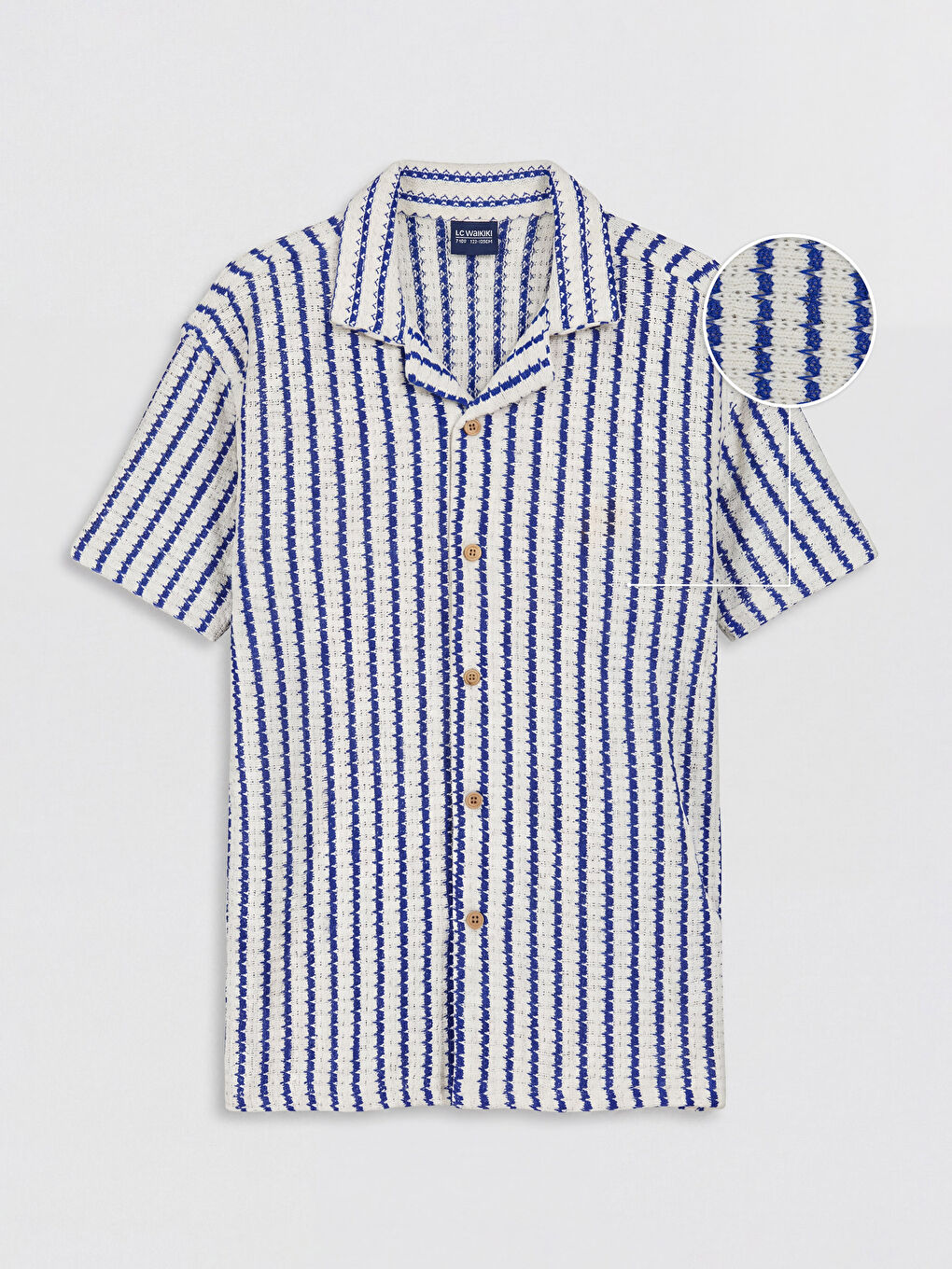 Mavi Çizgili Dokulu Erkek Çocuk Gömlek