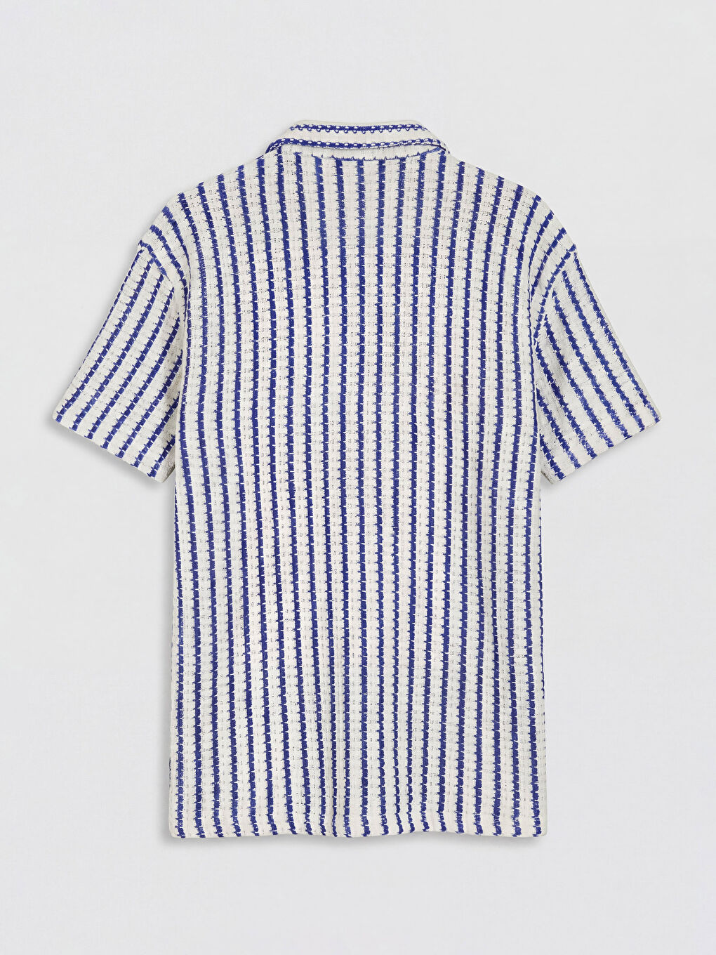 Mavi Çizgili Dokulu Erkek Çocuk Gömlek-1