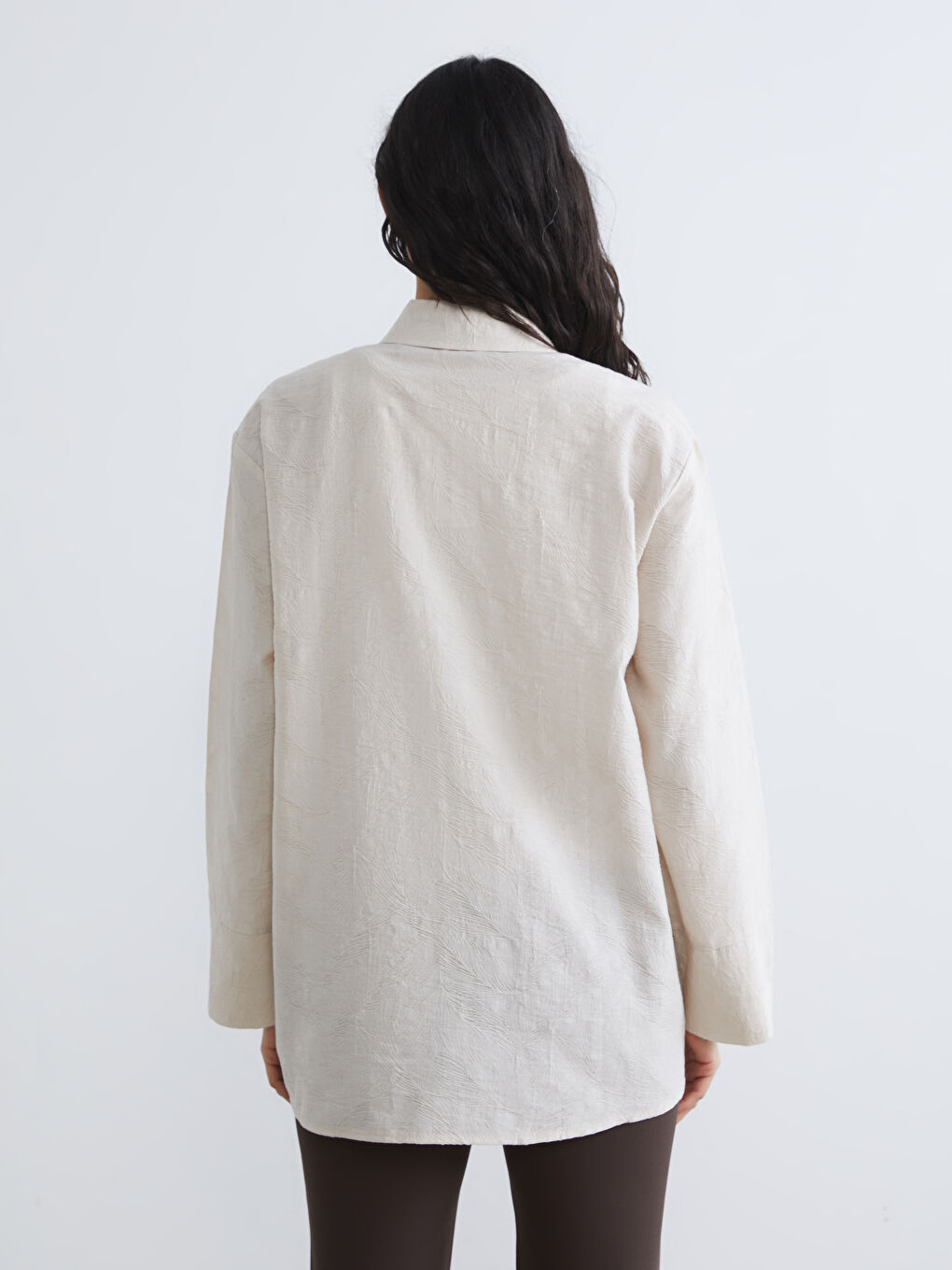 Ekru Nakışlı Kadın Gömlek Tunik-3