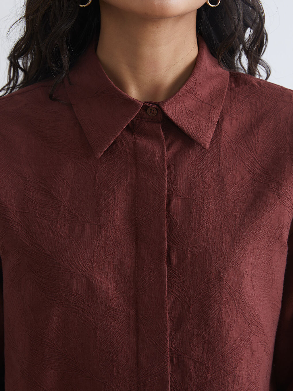 Kahverengi Nakışlı Kadın Gömlek Tunik-2