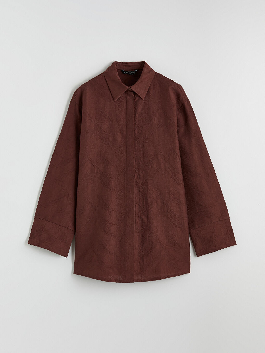 Kahverengi Nakışlı Kadın Gömlek Tunik-4